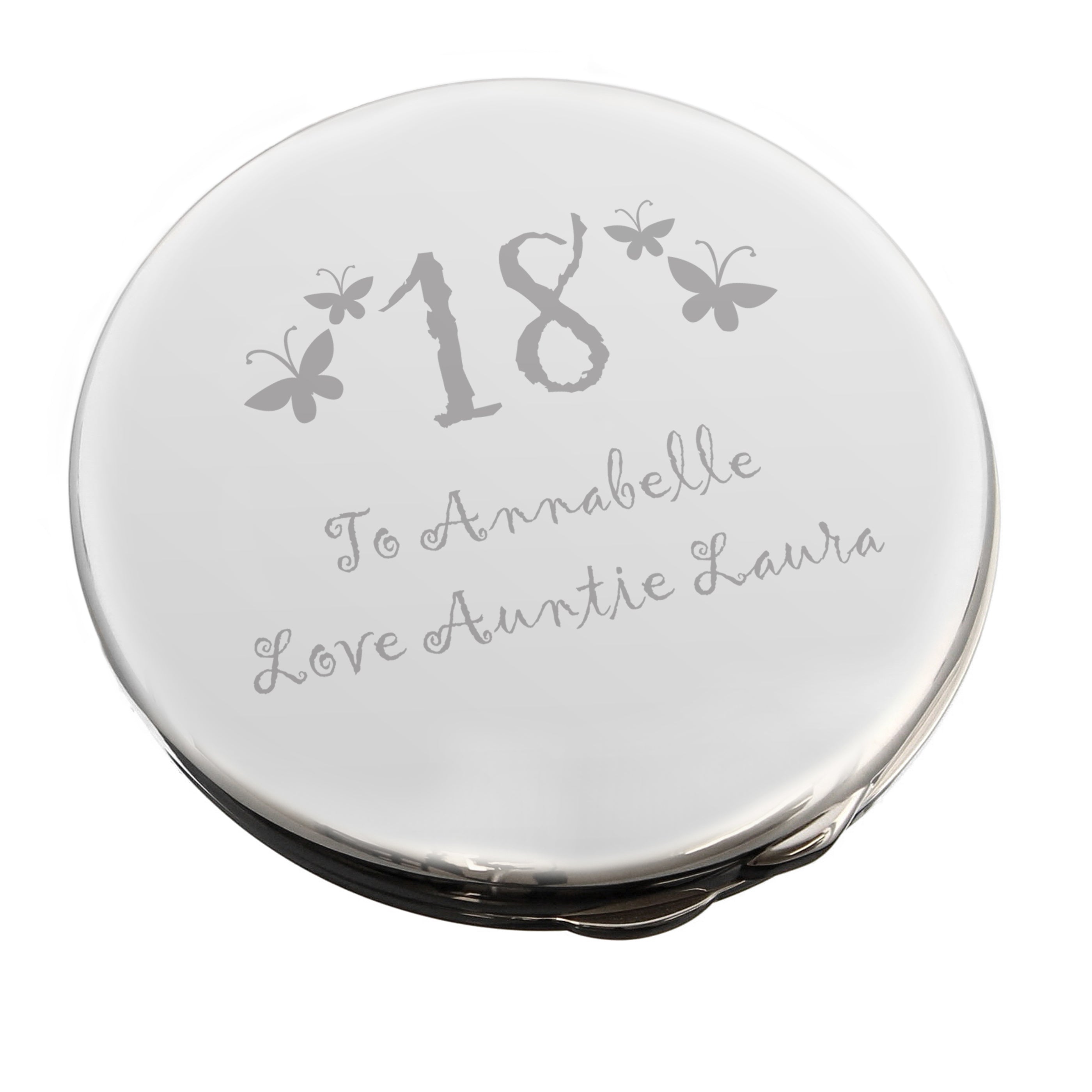 Personalised Butterfly Age Round Compact Mirror - gift & personalise