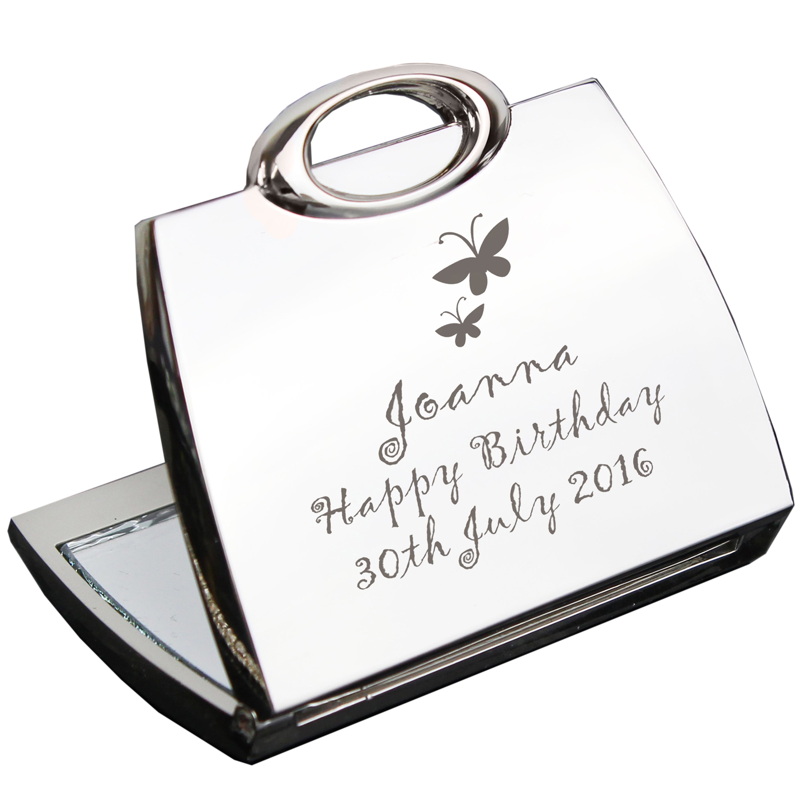 Personalised Butterfly Handbag Compact Mirror - gift & personalise