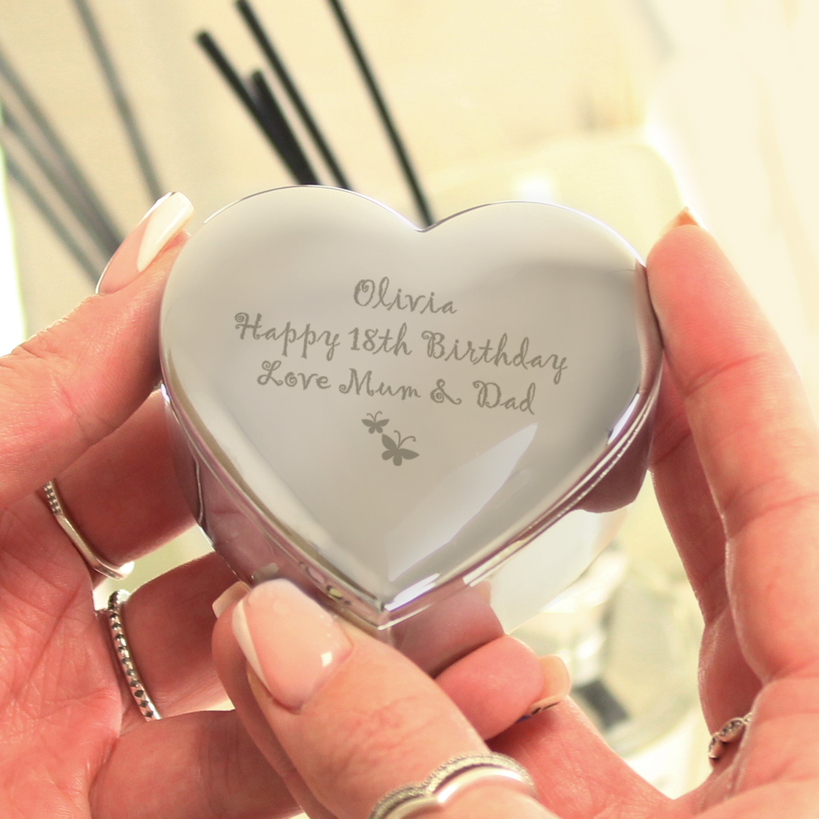 Personalised Butterfly Heart Trinket Box - gift & personalise