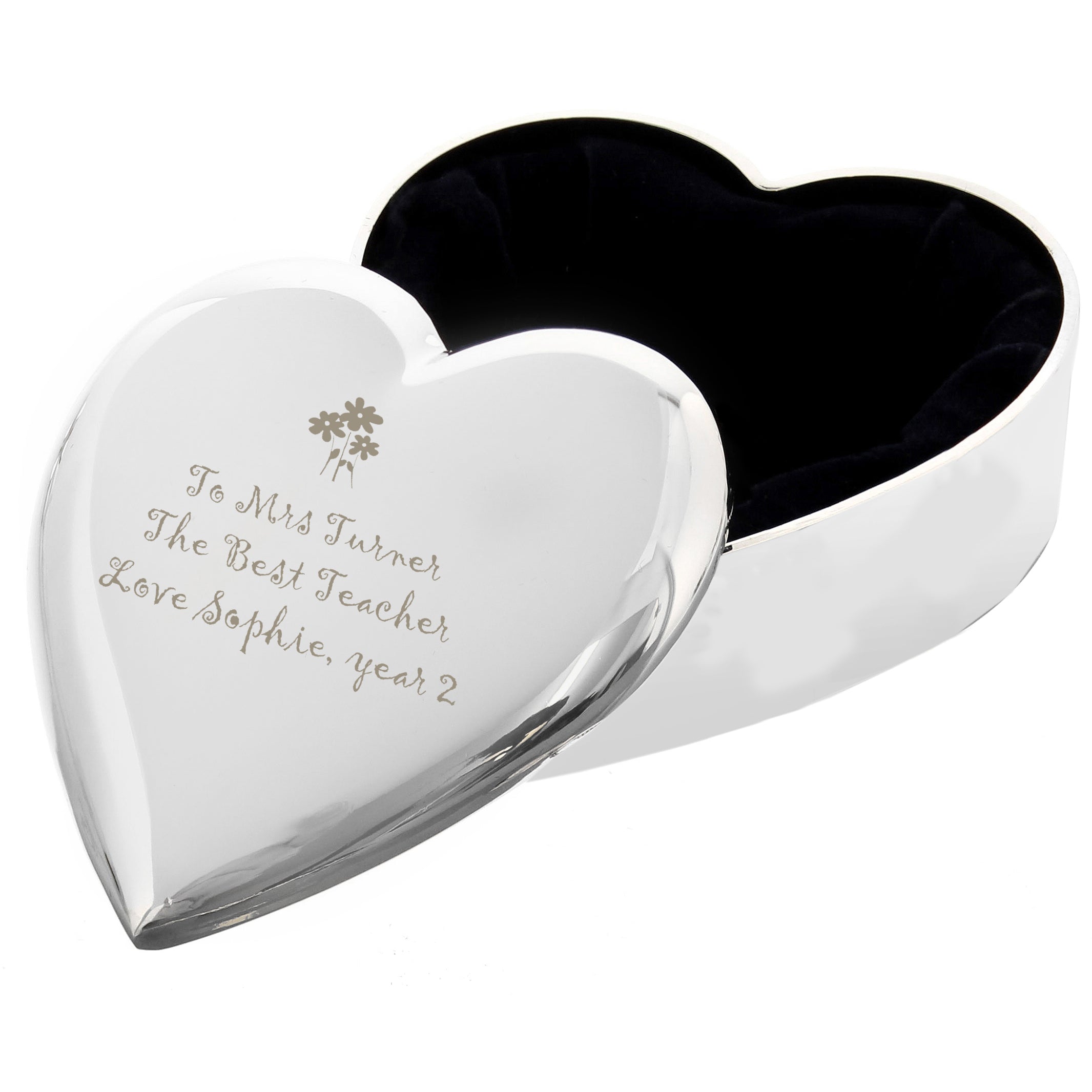 Personalised Teacher Heart Flowers Trinket Box - gift & personalise
