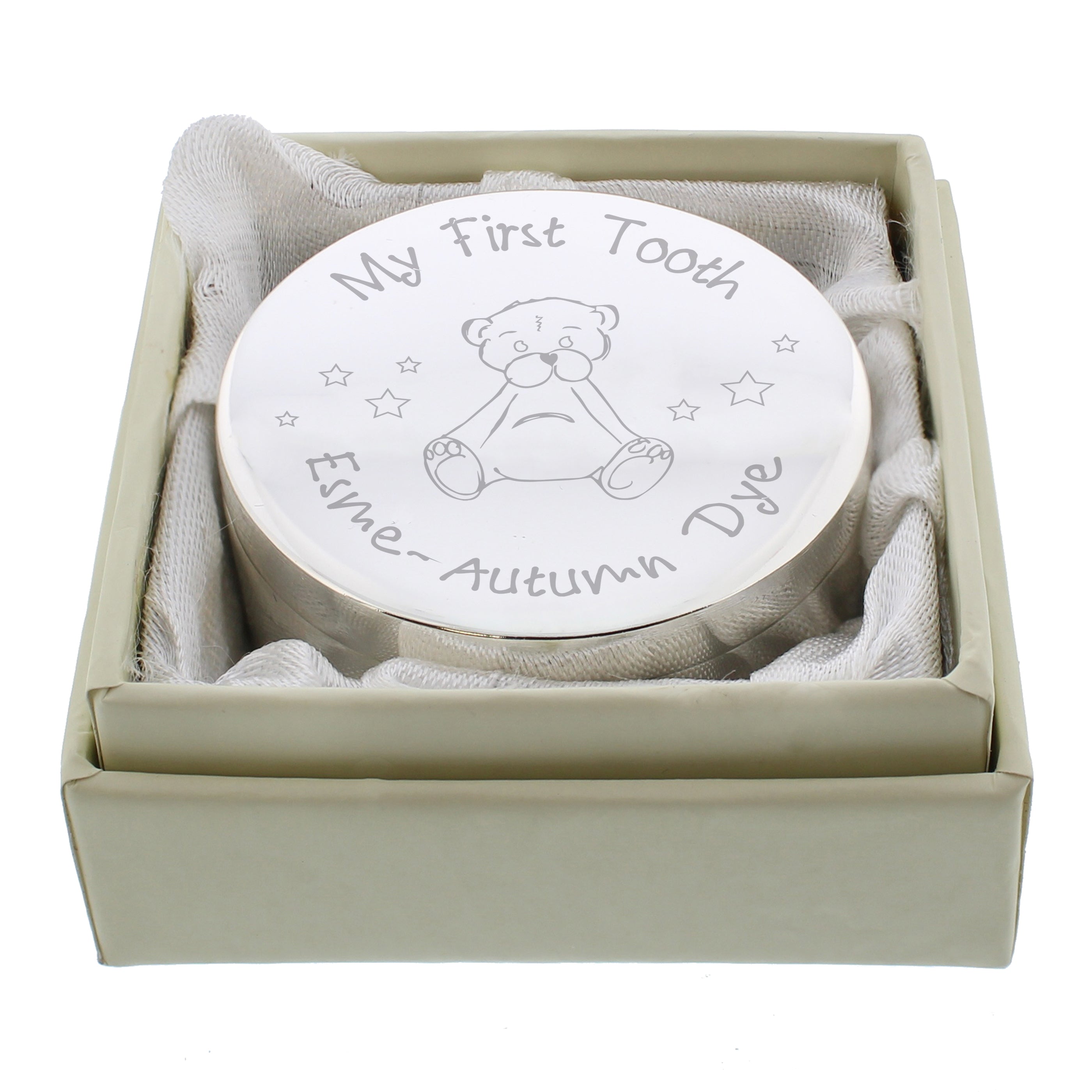 Personalised Teddy My First Tooth Trinket Box - gift & personalise