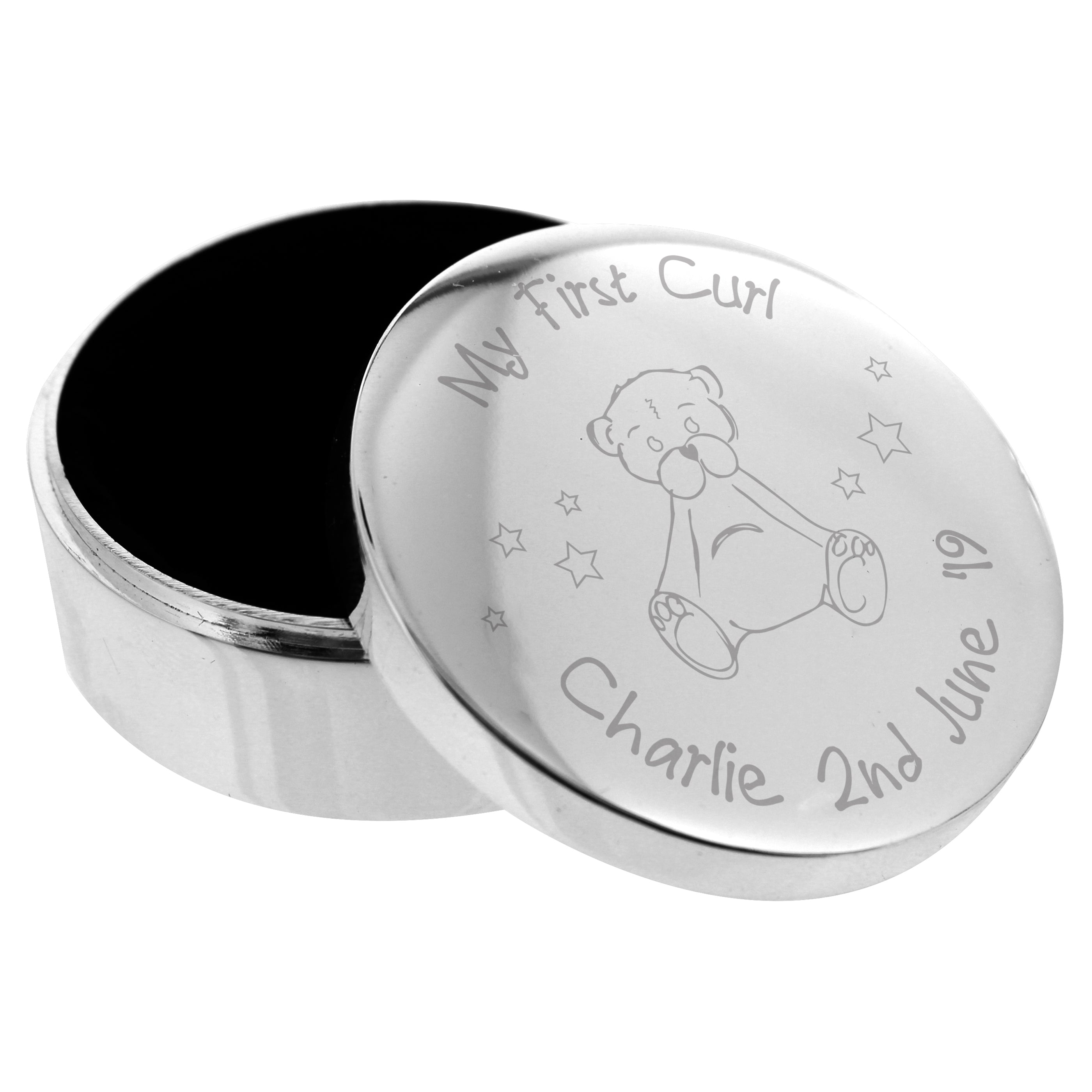 Personalised Teddy My First Curl Trinket Box - gift & personalise