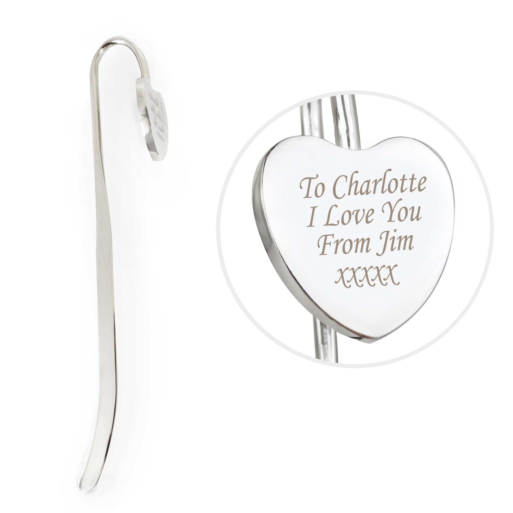 Personalised Silver Heart Bookmark - gift & personalise