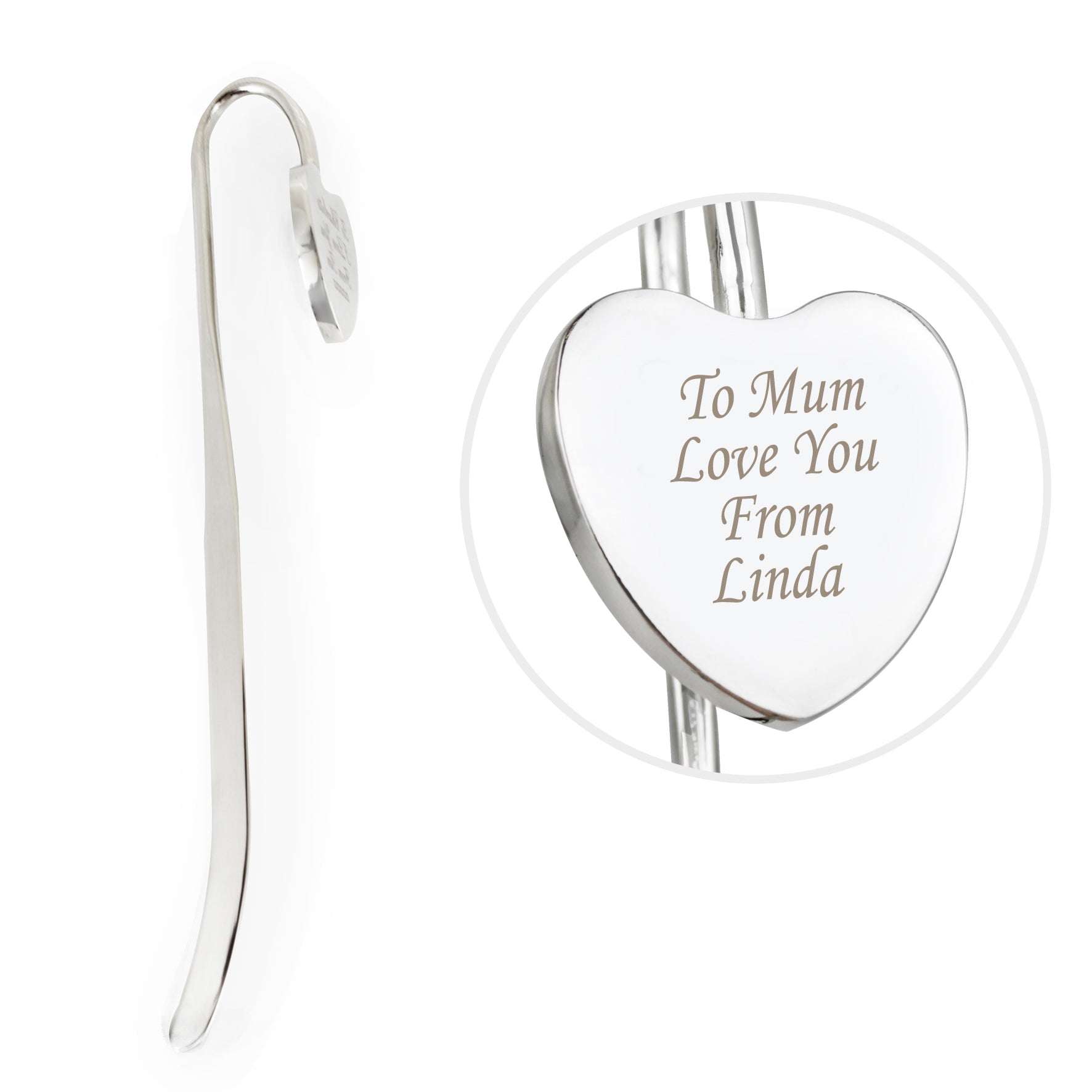 Personalised Silver Heart Bookmark - gift & personalise