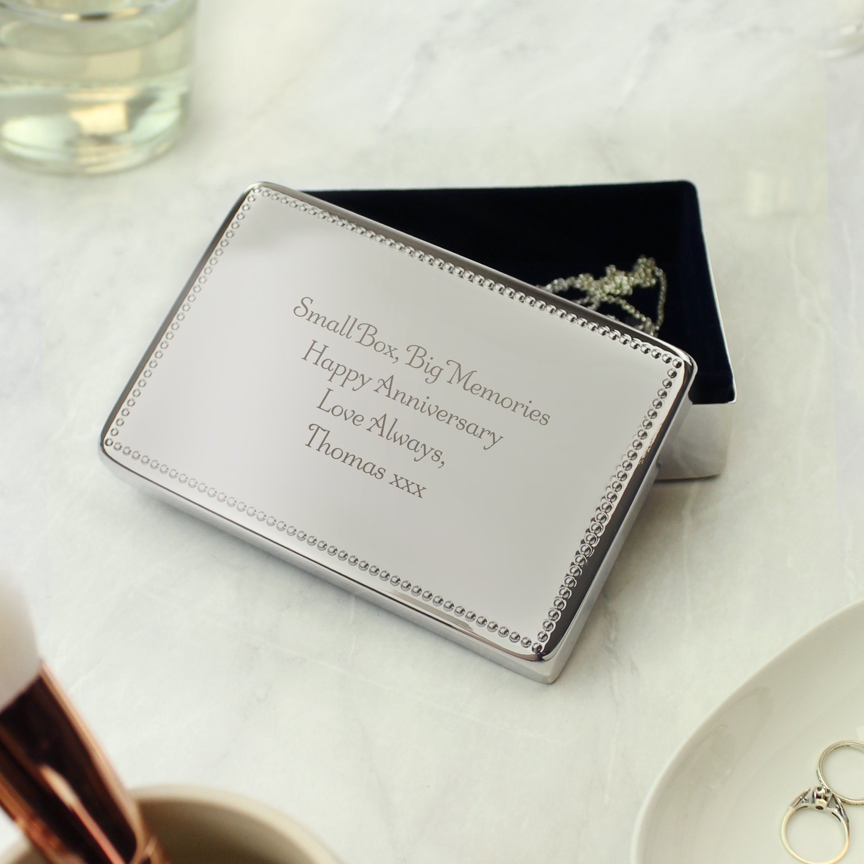 Personalised Any Message Rectangular Jewellery Box - gift & personalise