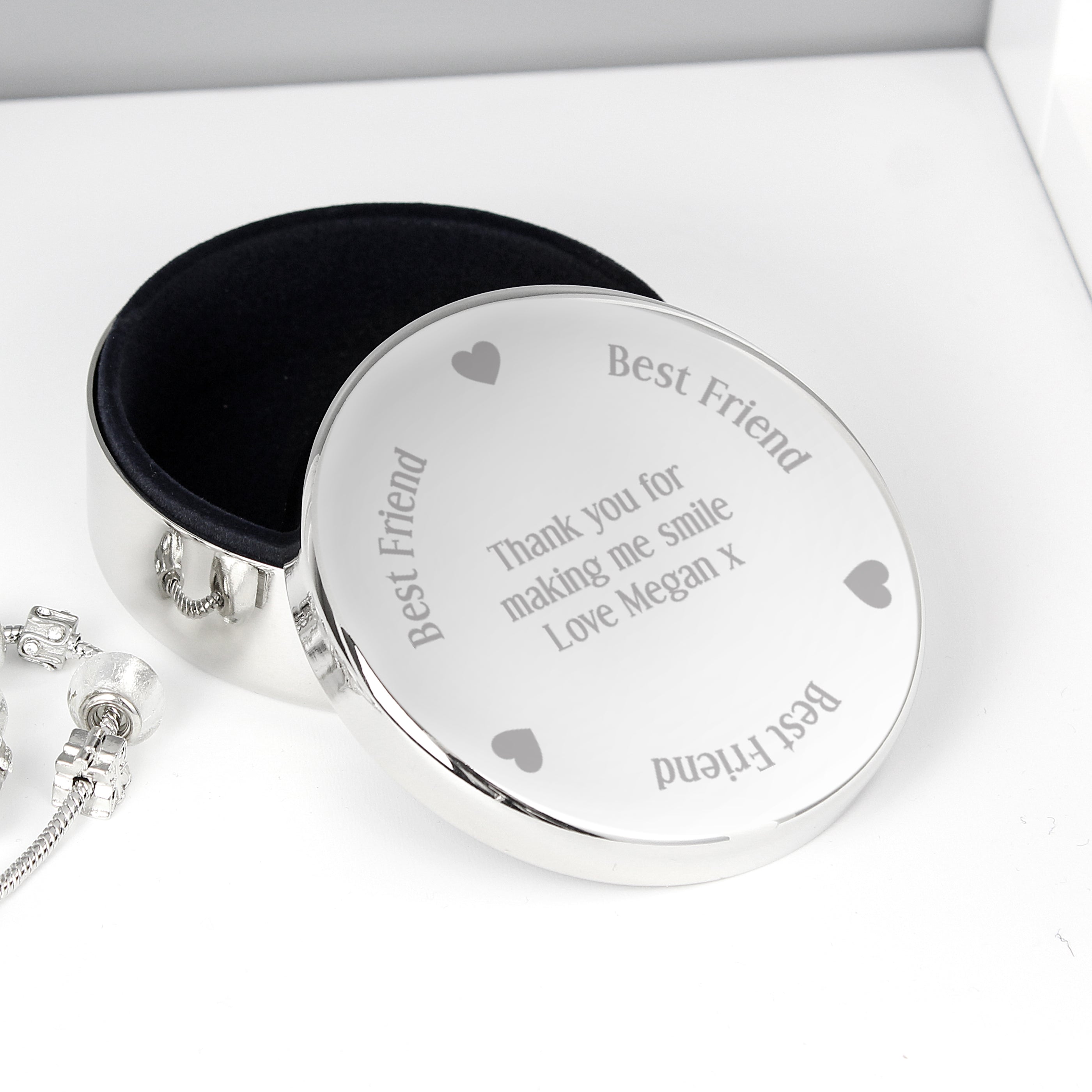 Personalised Best Friend Round Trinket Box - gift & personalise