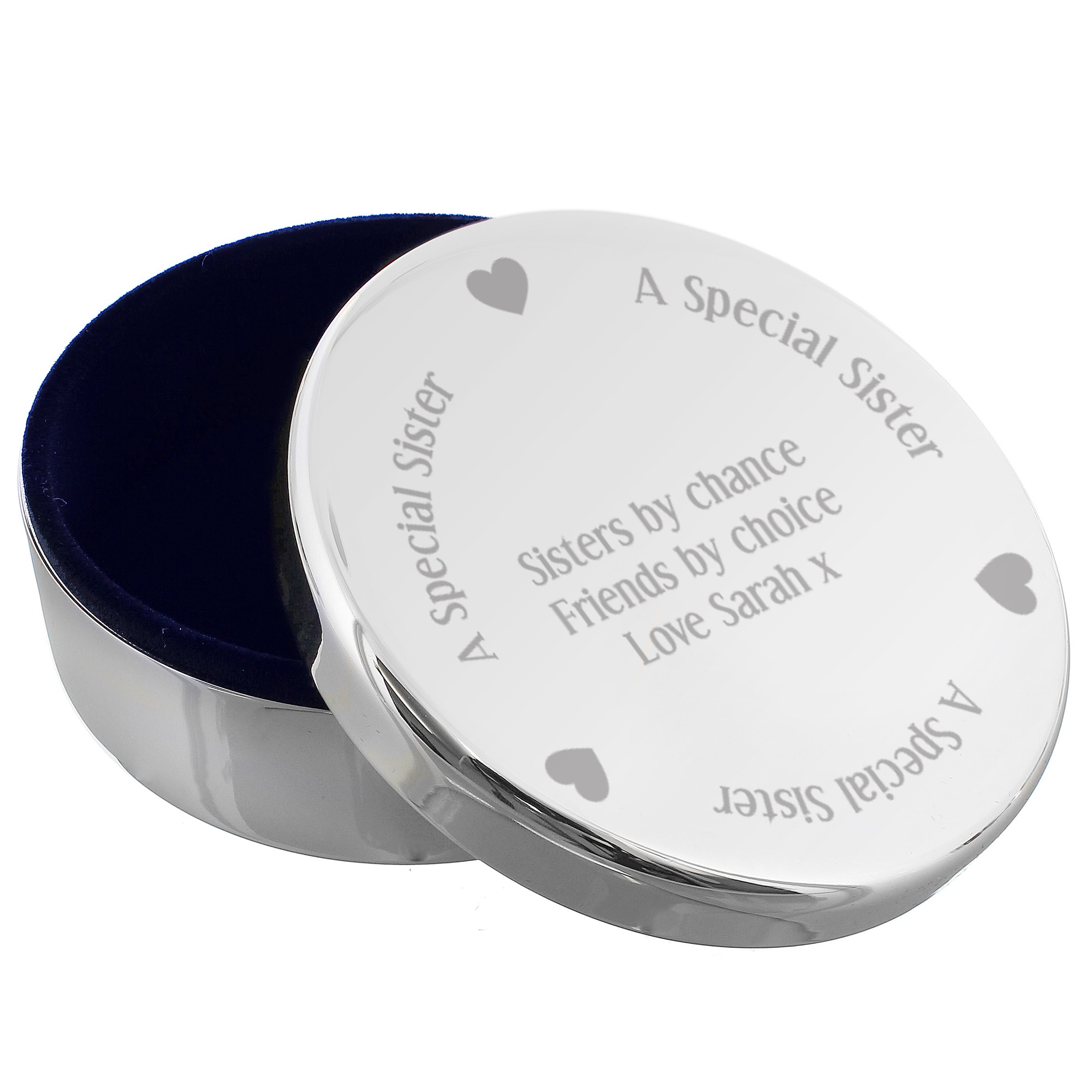 Personalised A Special Sister Round Trinket Box - gift & personalise