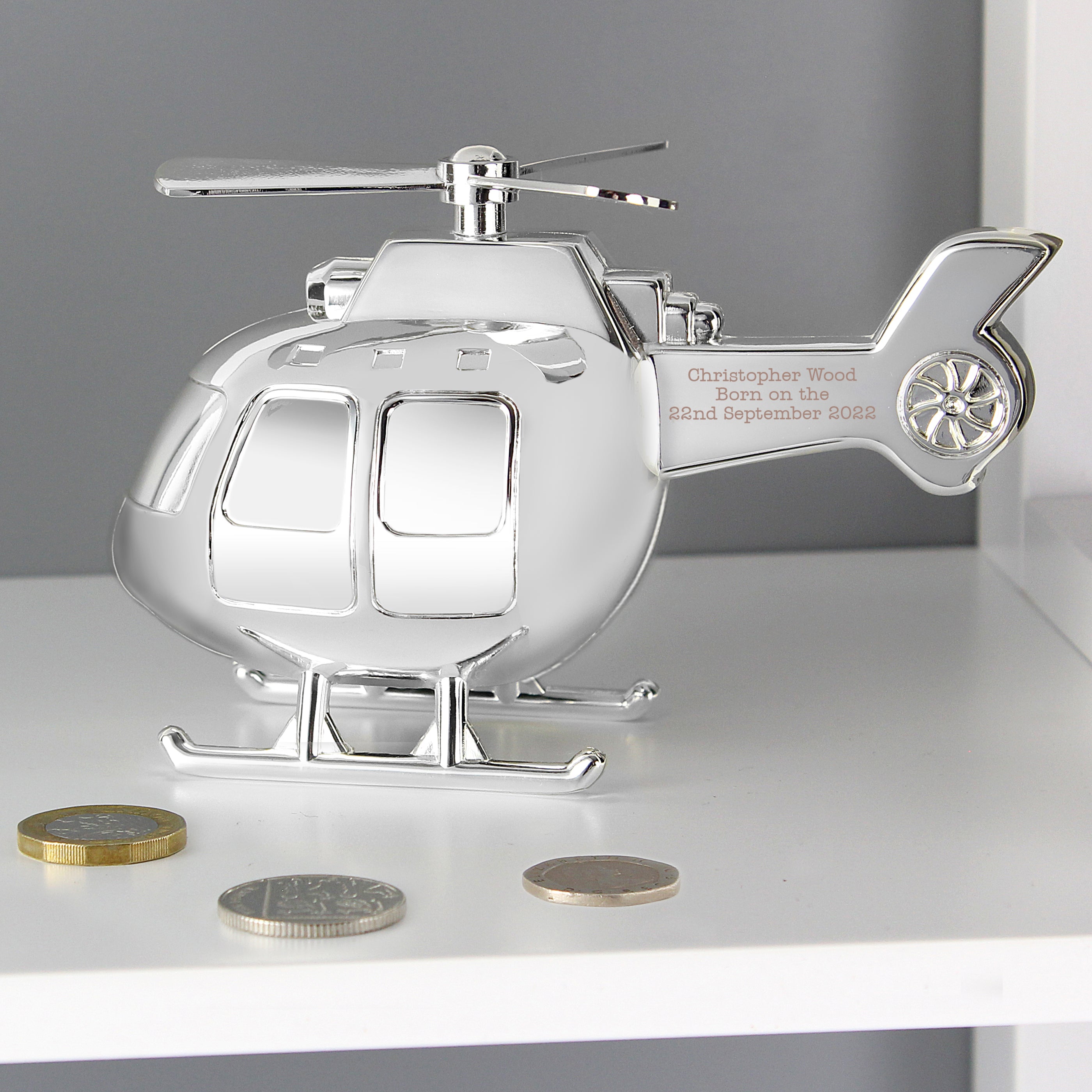 Personalised Helicopter Money Box - gift & personalise