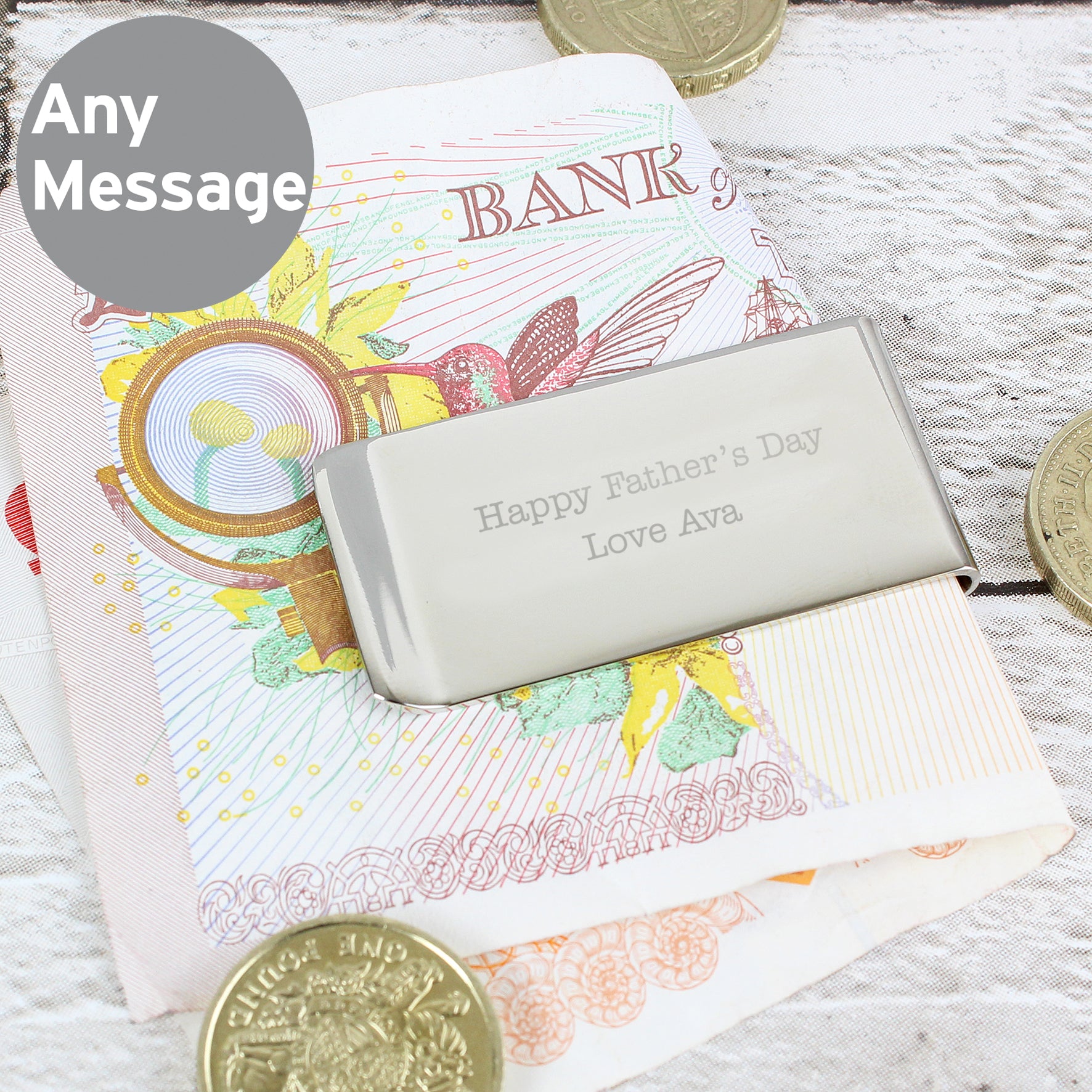 Personalised Any Message Money Clip - gift & personalise