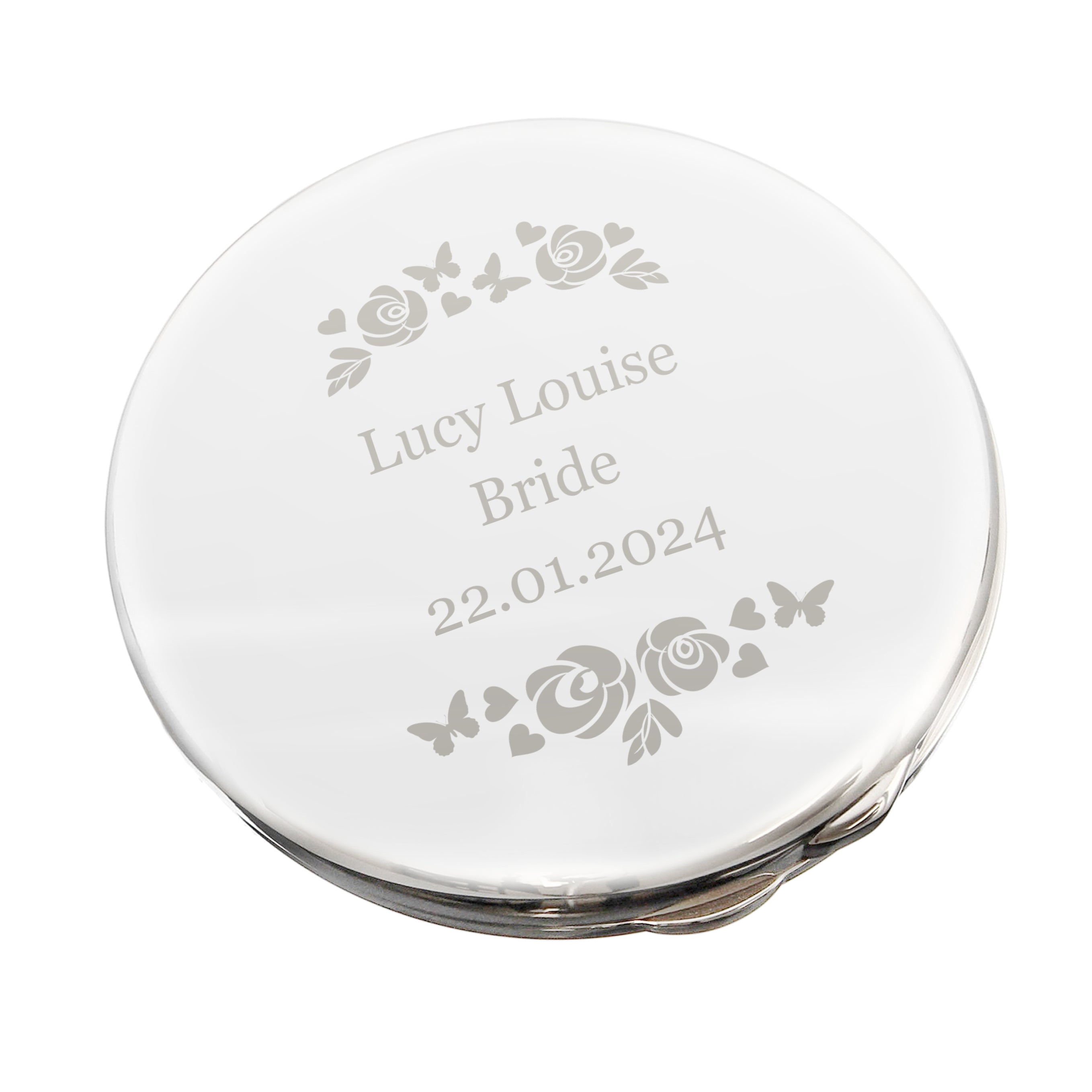 Personalised Vintage Rose Compact Mirror - gift & personalise