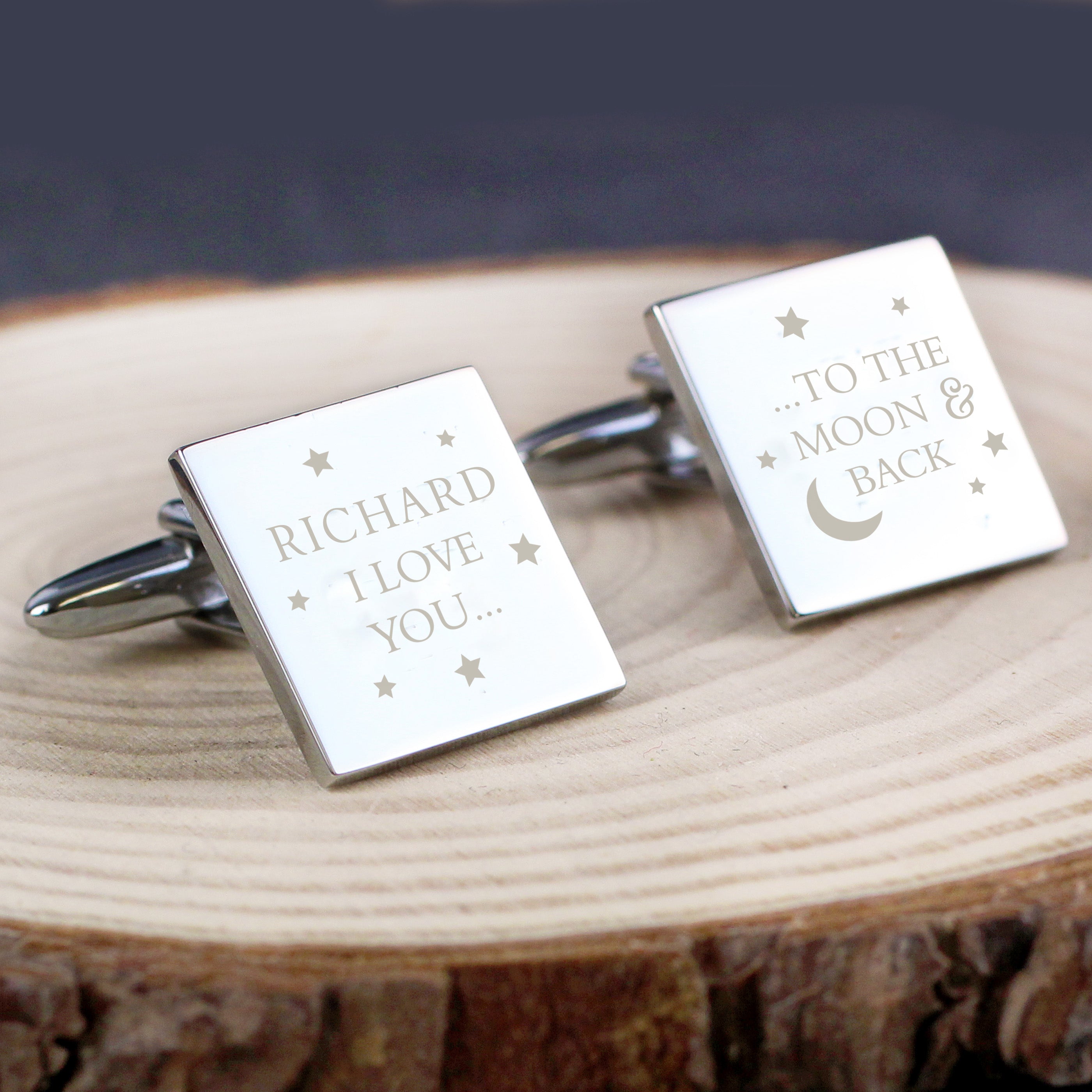 Personalised To the Moon and Back Square Cufflinks - gift & personalise