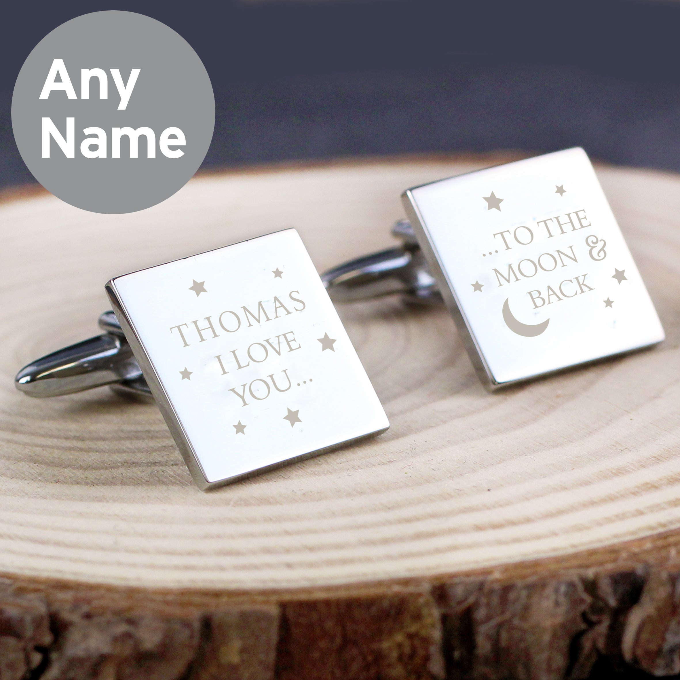 Personalised To the Moon and Back Square Cufflinks - gift & personalise