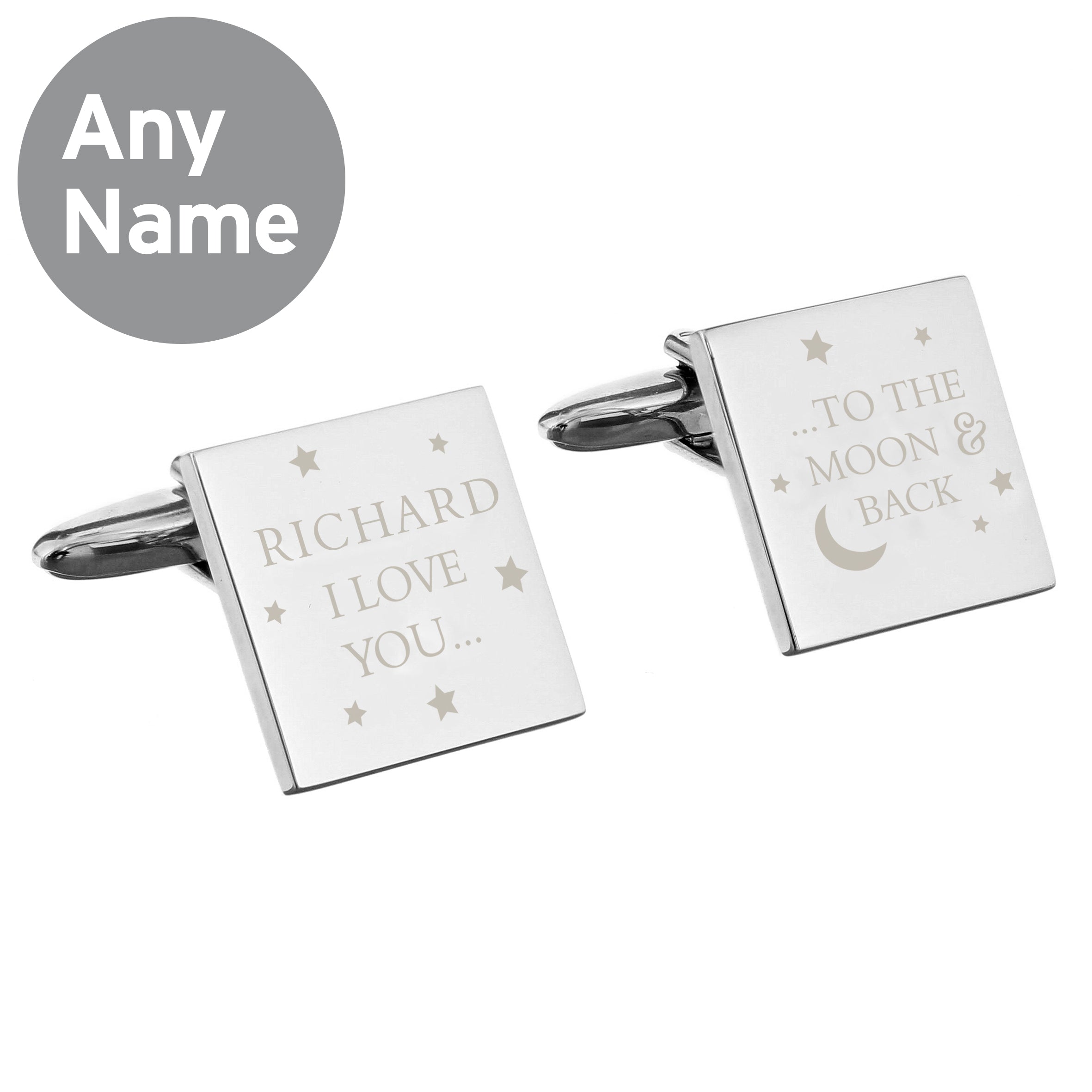 Personalised To the Moon and Back Square Cufflinks - gift & personalise