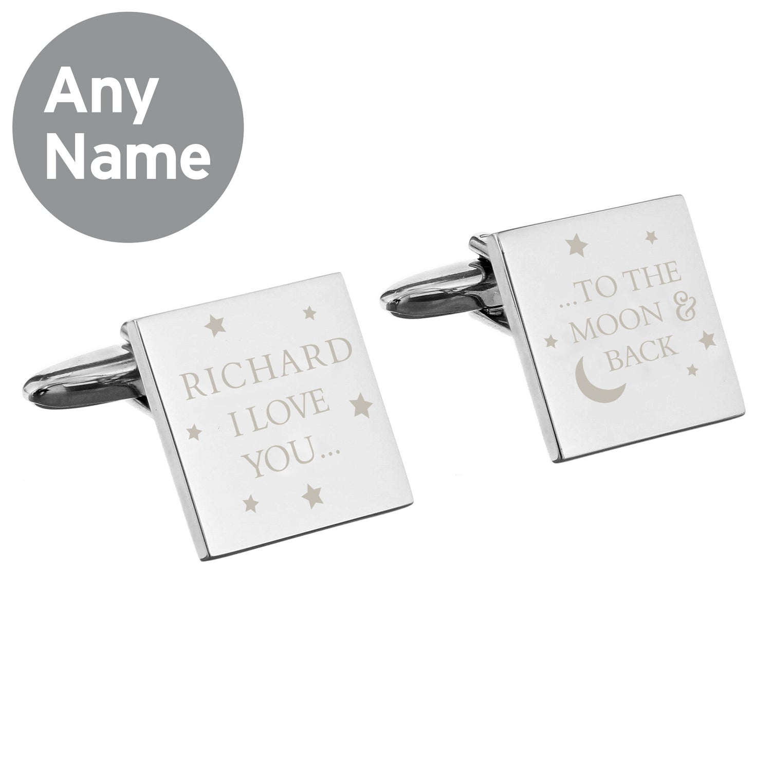 Personalised To the Moon and Back Square Cufflinks - gift & personalise