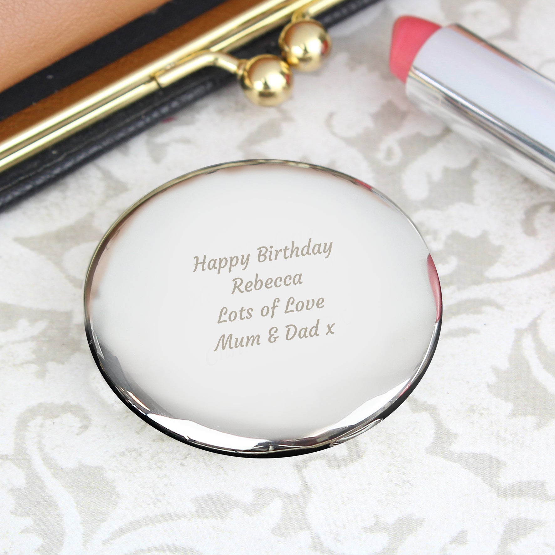 Personalised Any Message Compact Mirror - gift & personalise