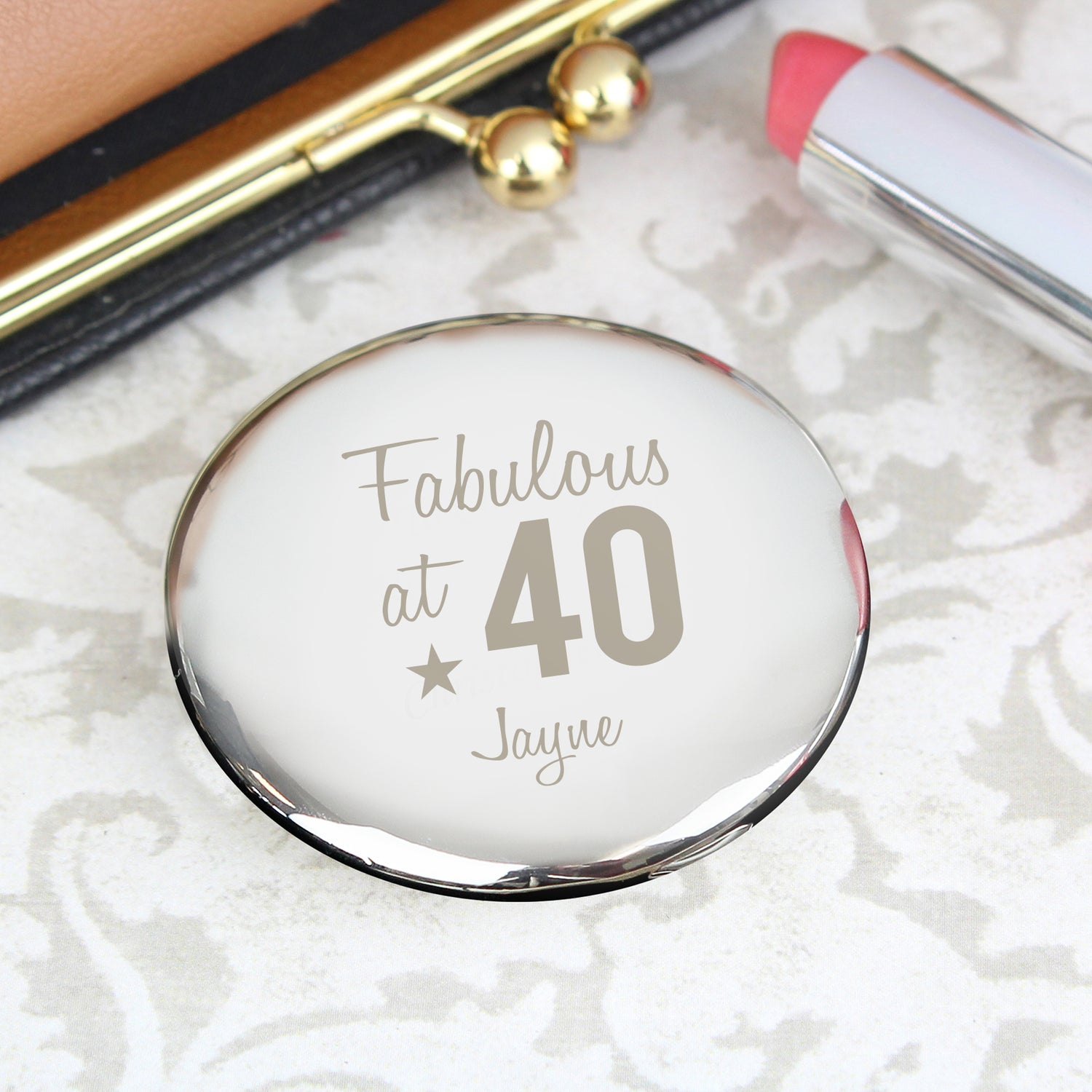 Personalised Fabulous Birthday Big Age Compact Mirror - gift & personalise