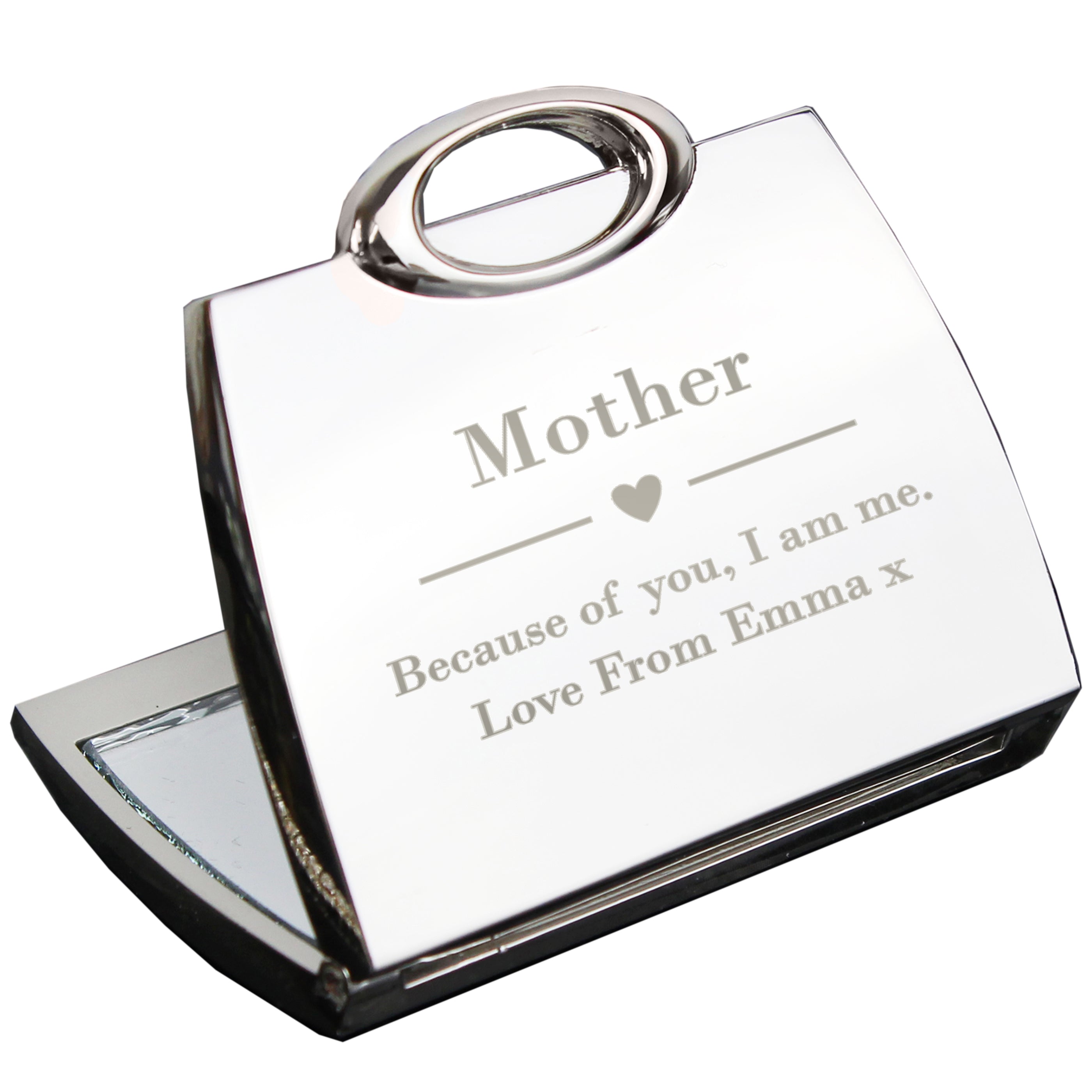 Personalised Heart Handbag Compact Mirror - gift & personalise