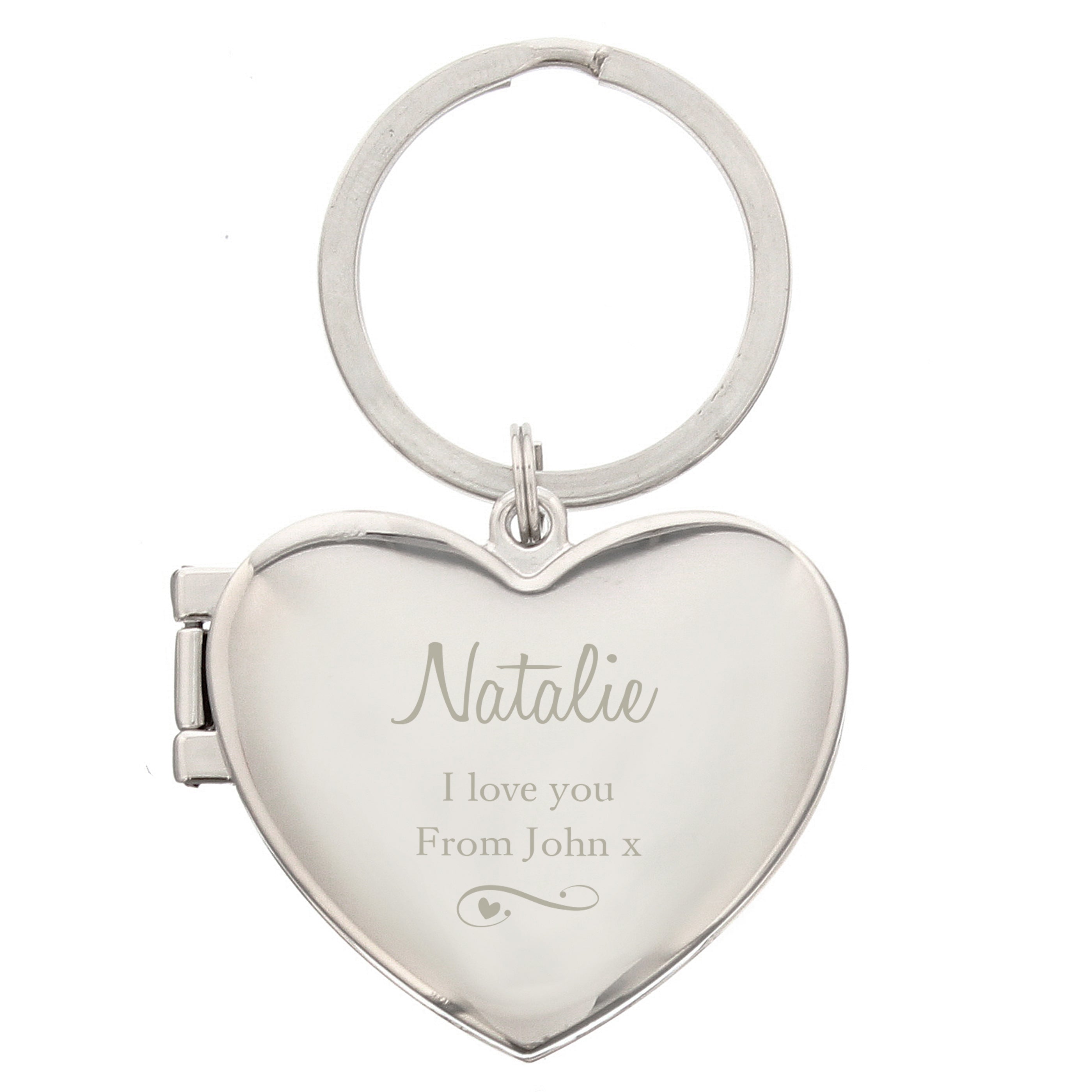 Personalised Swirl Heart Photoframe Keyring - gift & personalise