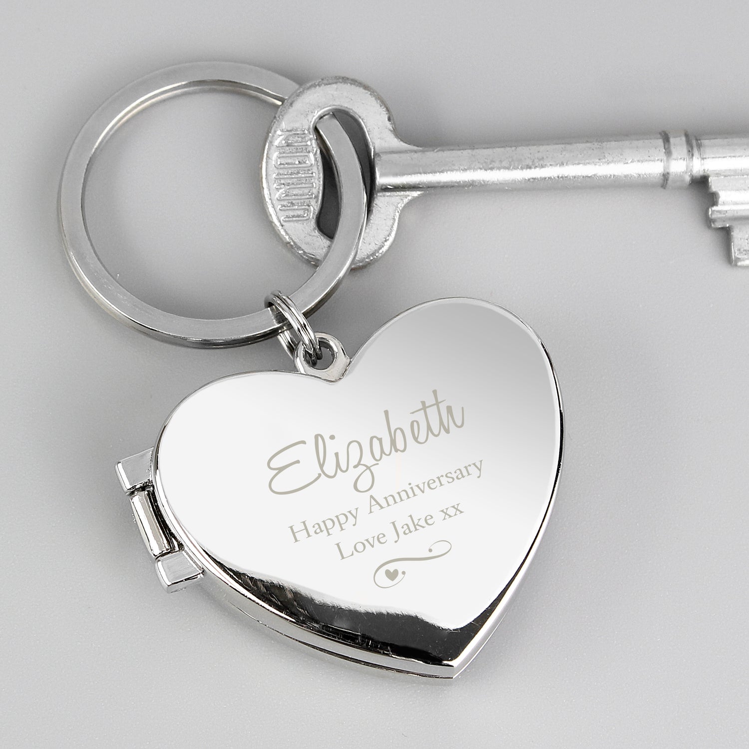 Personalised Swirl Heart Photoframe Keyring - gift & personalise