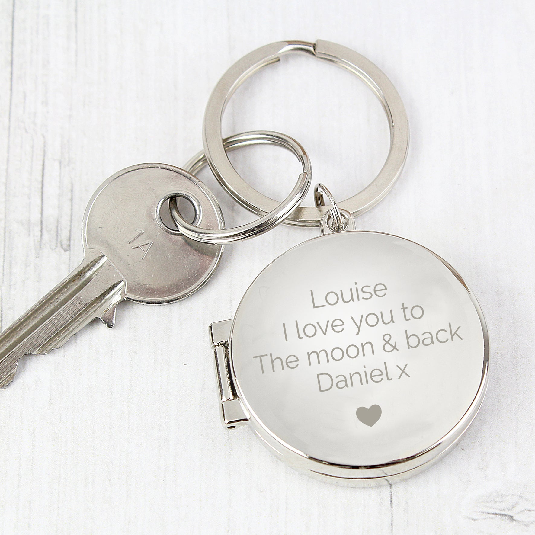 Personalised Heart Motif Round Photo Keyring - gift & personalise