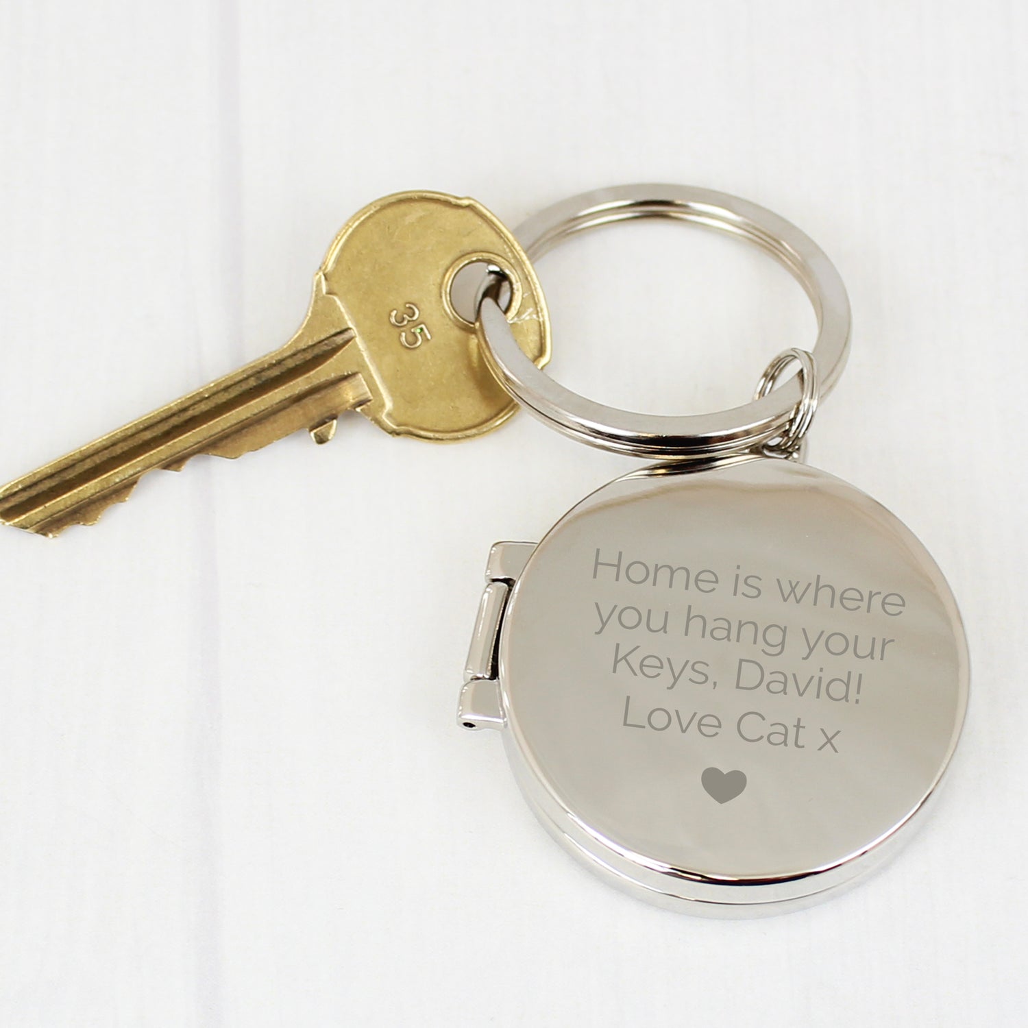 Personalised Heart Motif Round Photo Keyring - gift & personalise