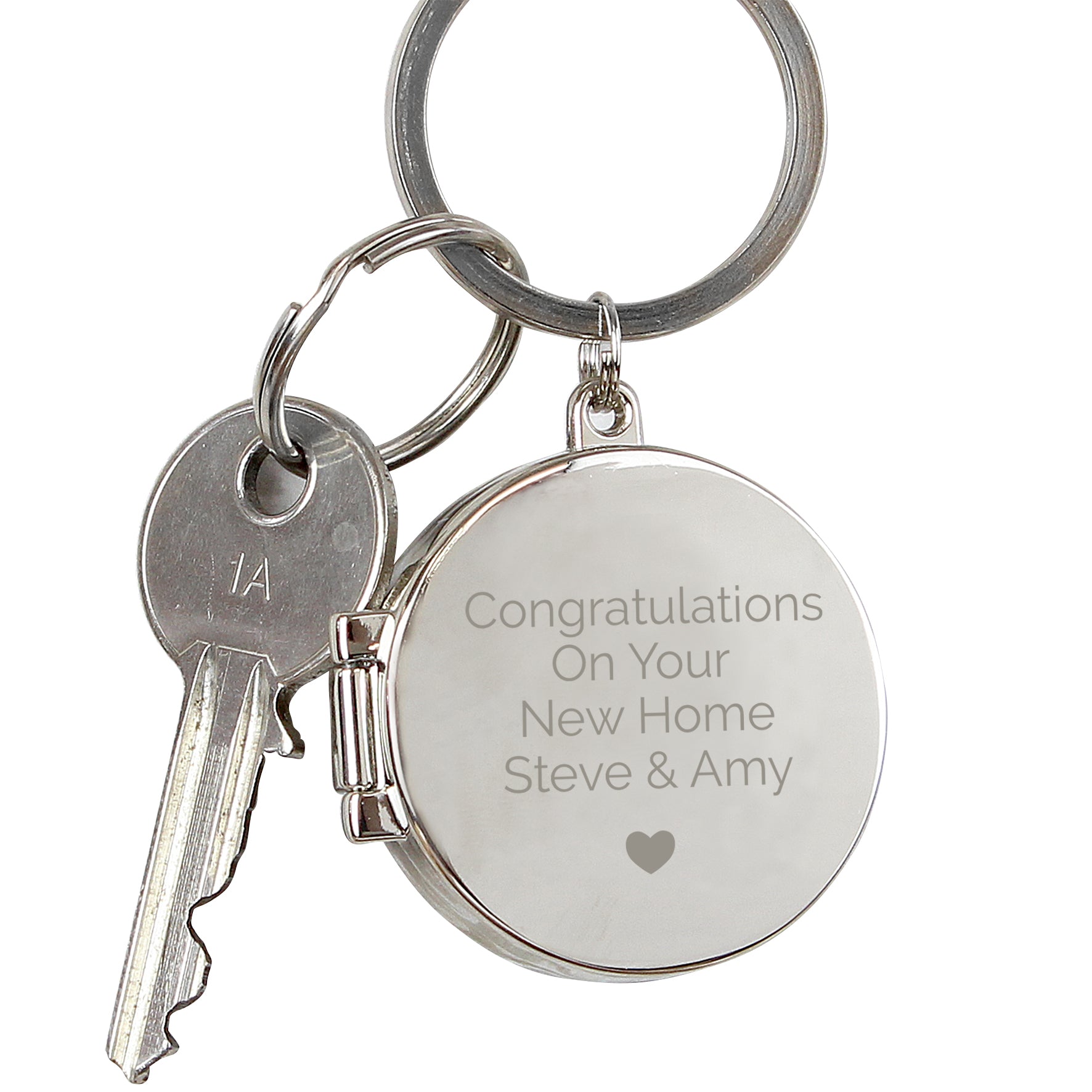 Personalised Heart Motif Round Photo Keyring - gift & personalise