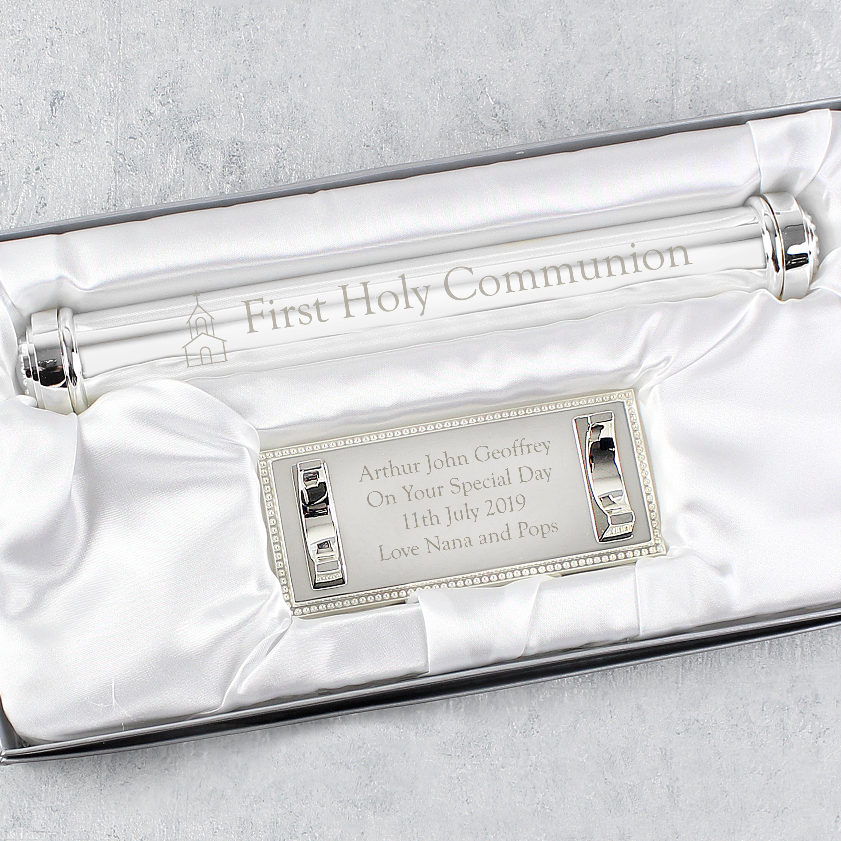 Personalised First Holy Communion Silver Plated Certificate Holder - gift & personalise