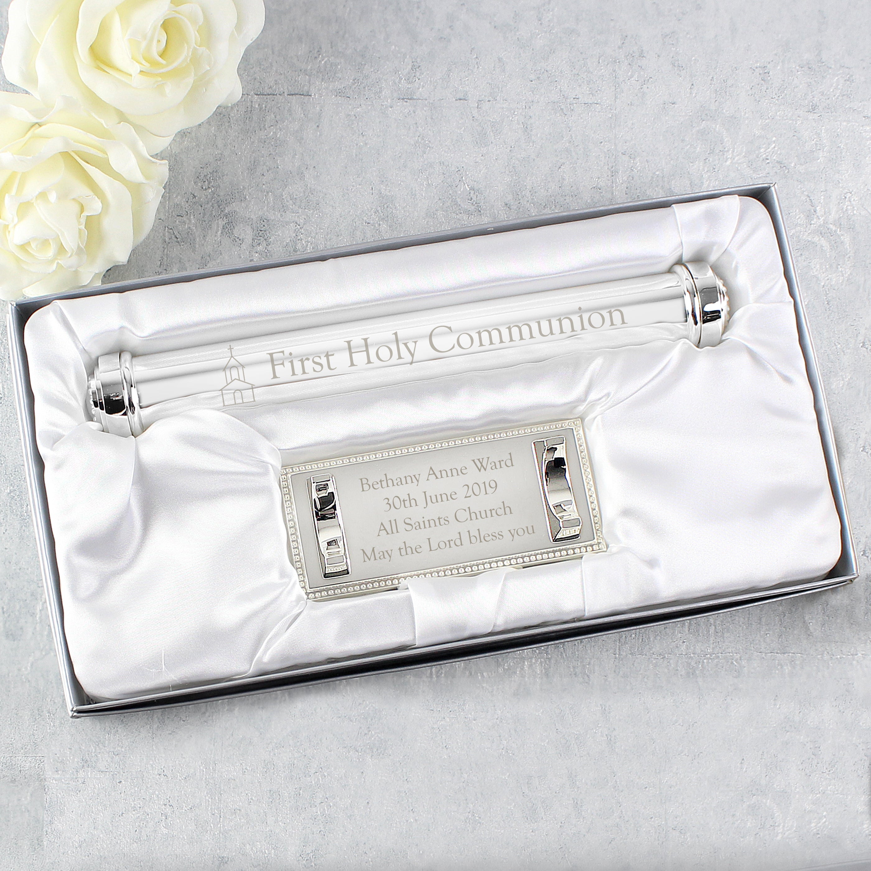 Personalised First Holy Communion Silver Plated Certificate Holder - gift & personalise