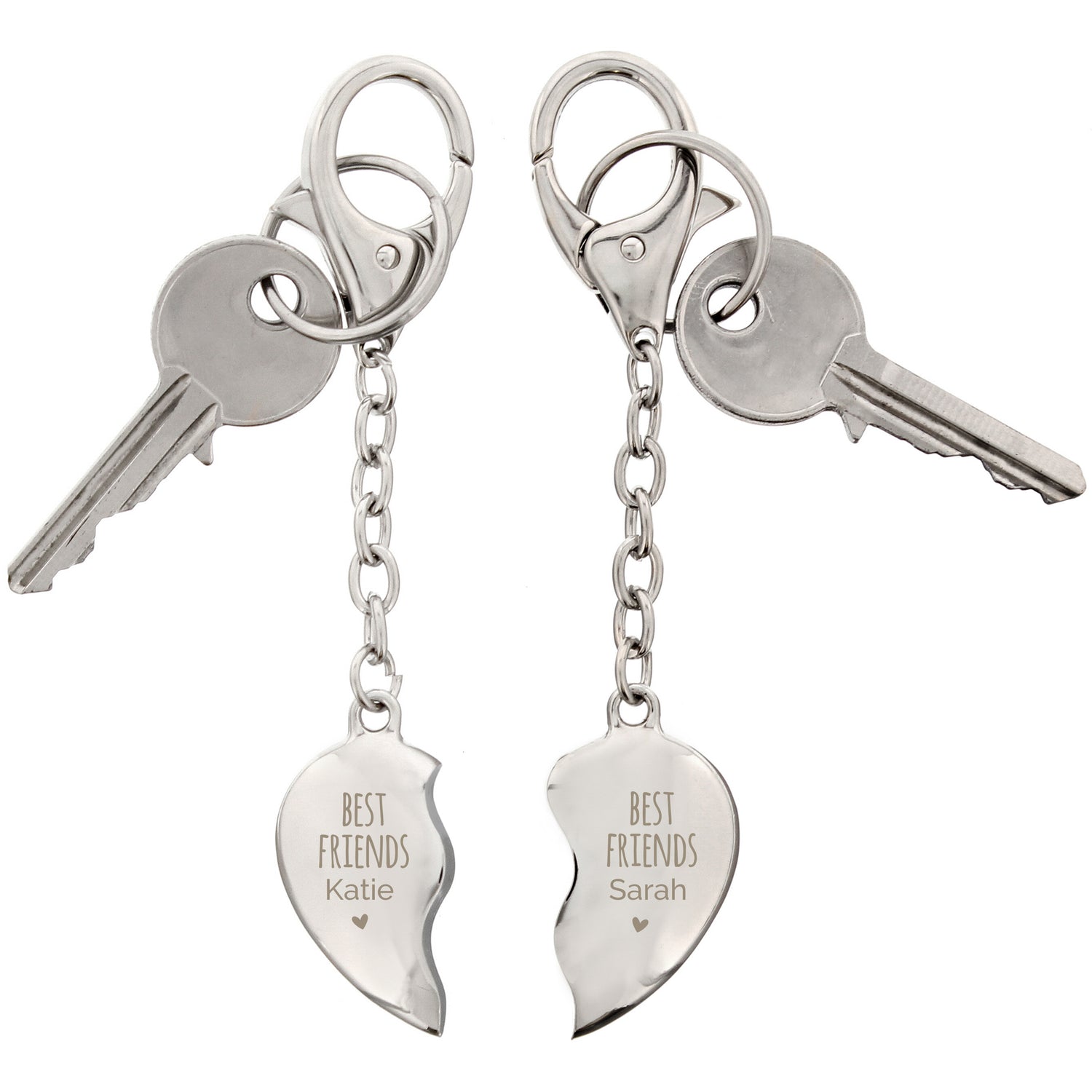 Personalised Best Friends Two Hearts Keyring - gift & personalise