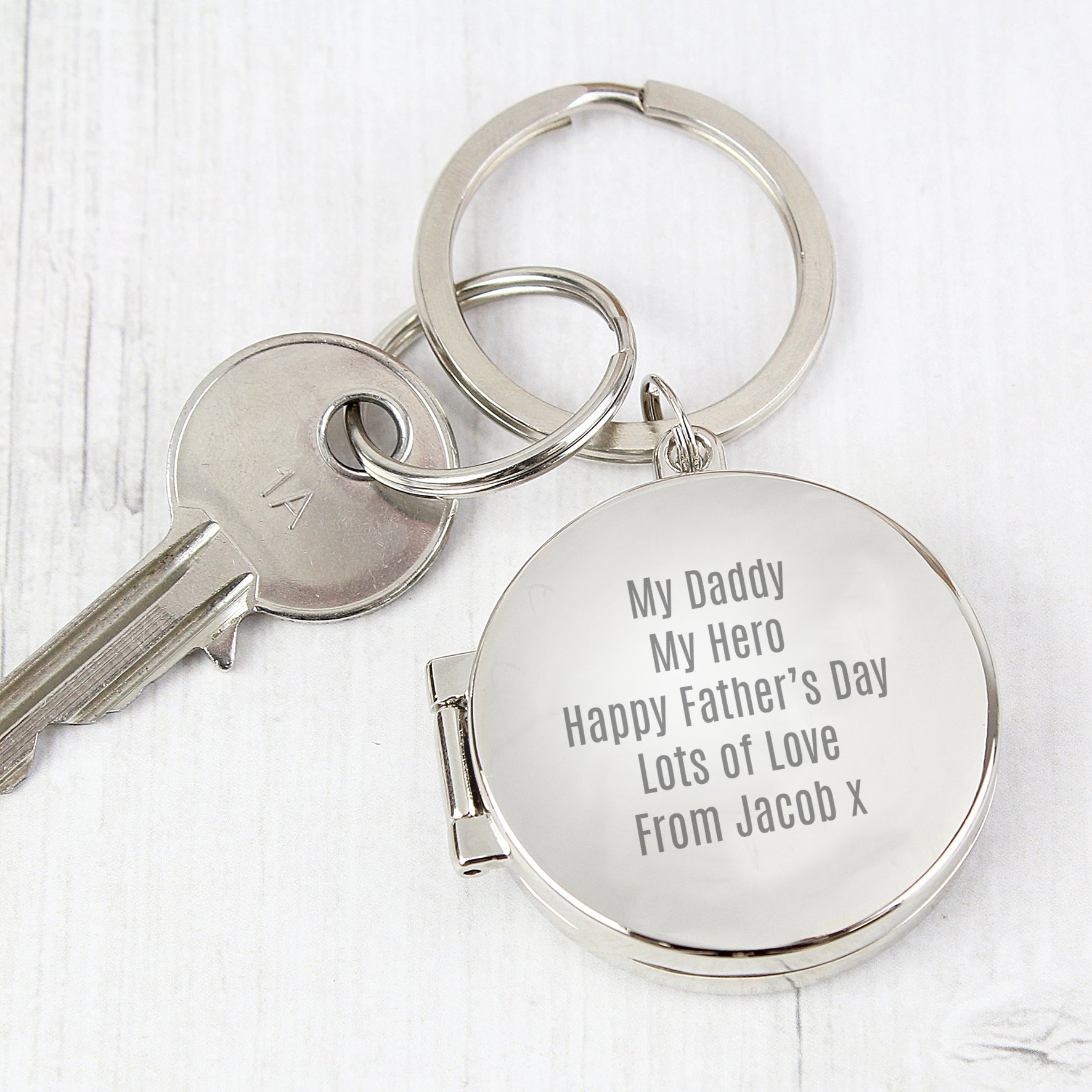 Personalised Free Text Round Photo keyring - gift & personalise