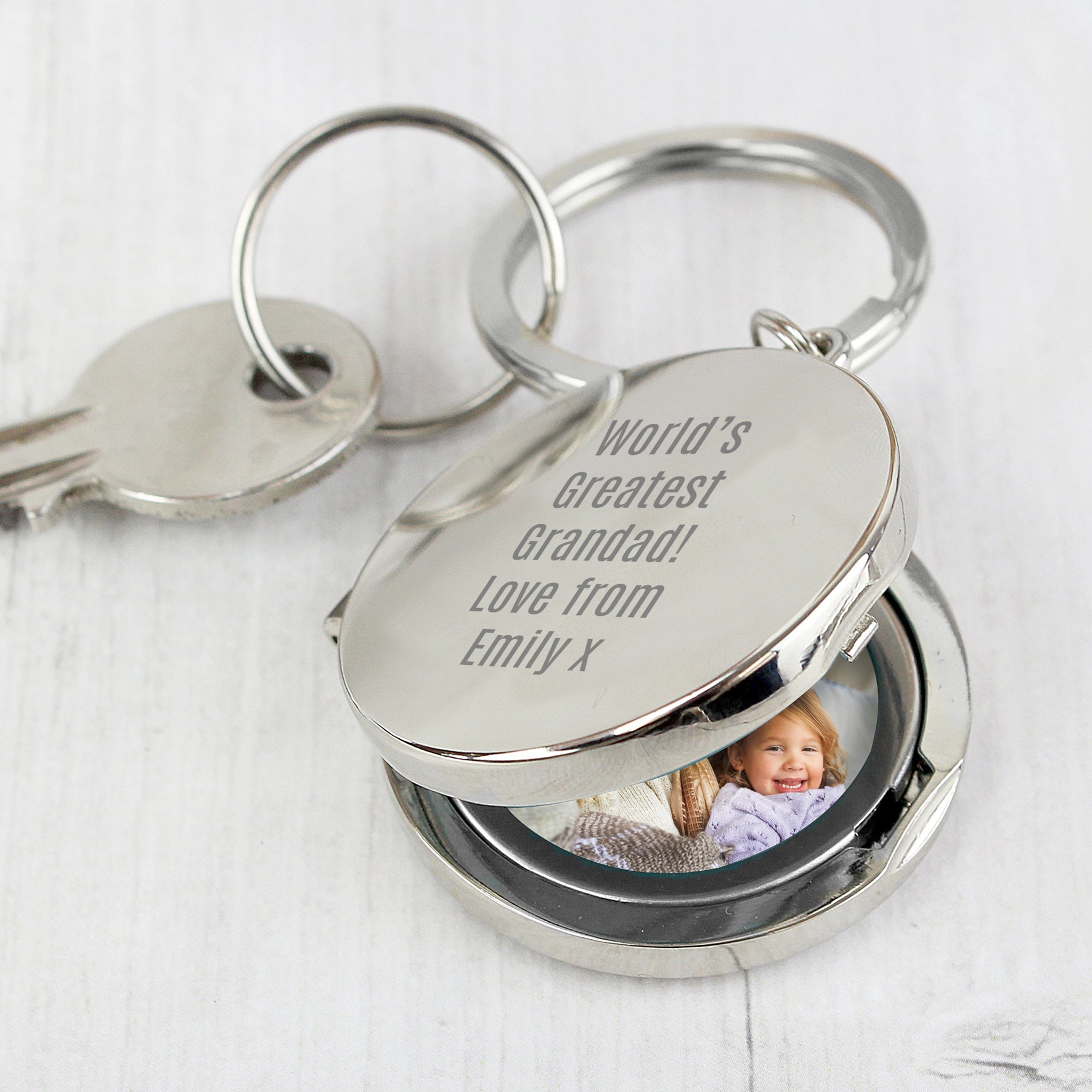 Personalised Free Text Round Photo keyring - gift & personalise