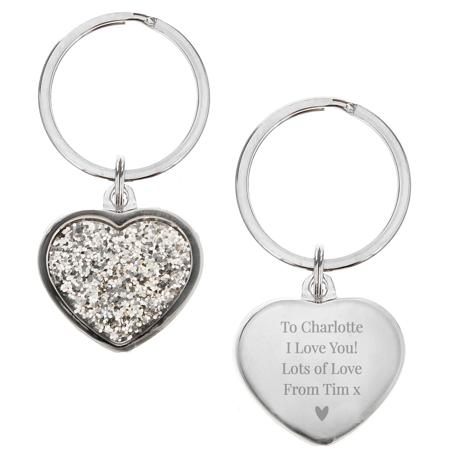 Personalised Diamante Heart Keyring - gift & personalise