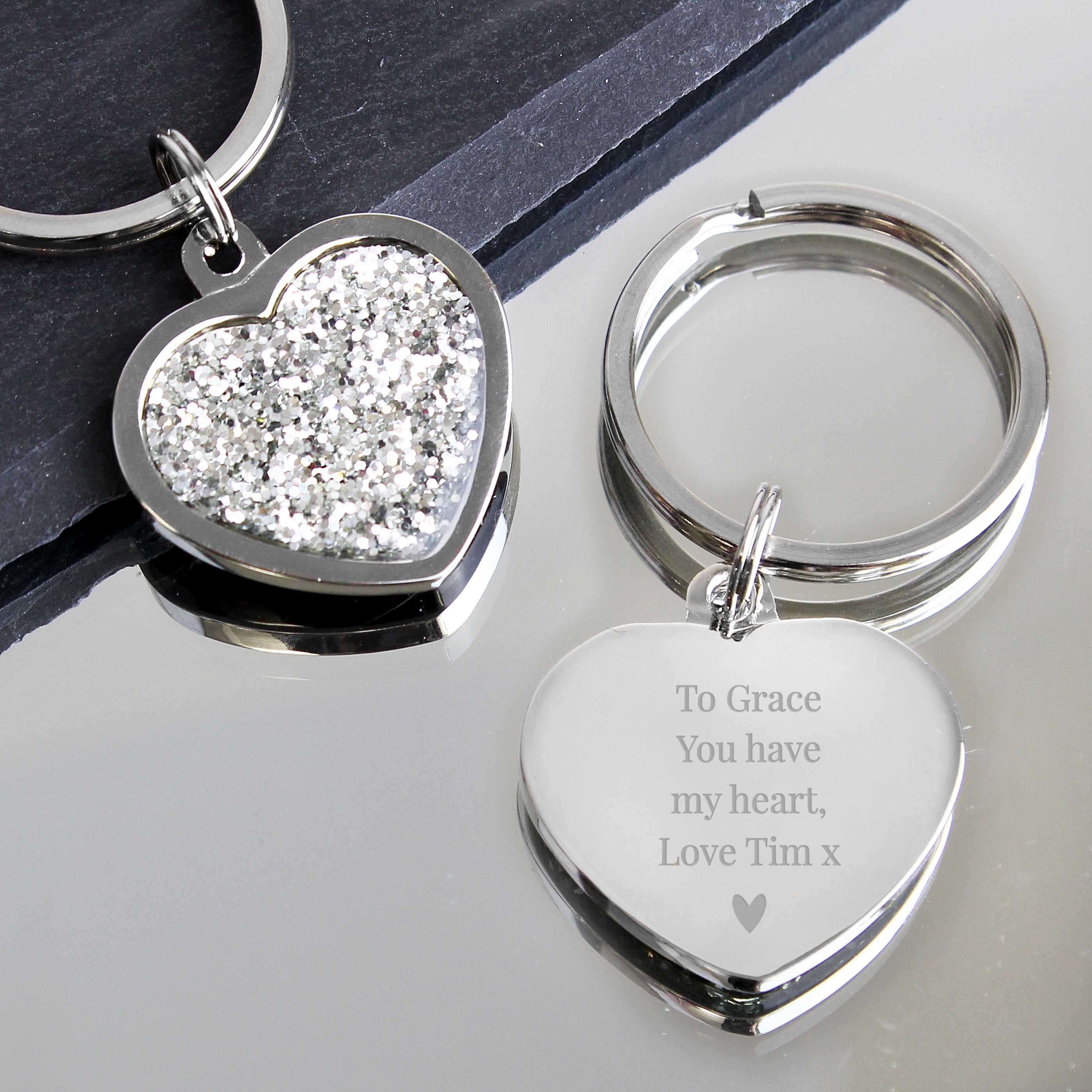 Personalised Diamante Heart Keyring - gift & personalise