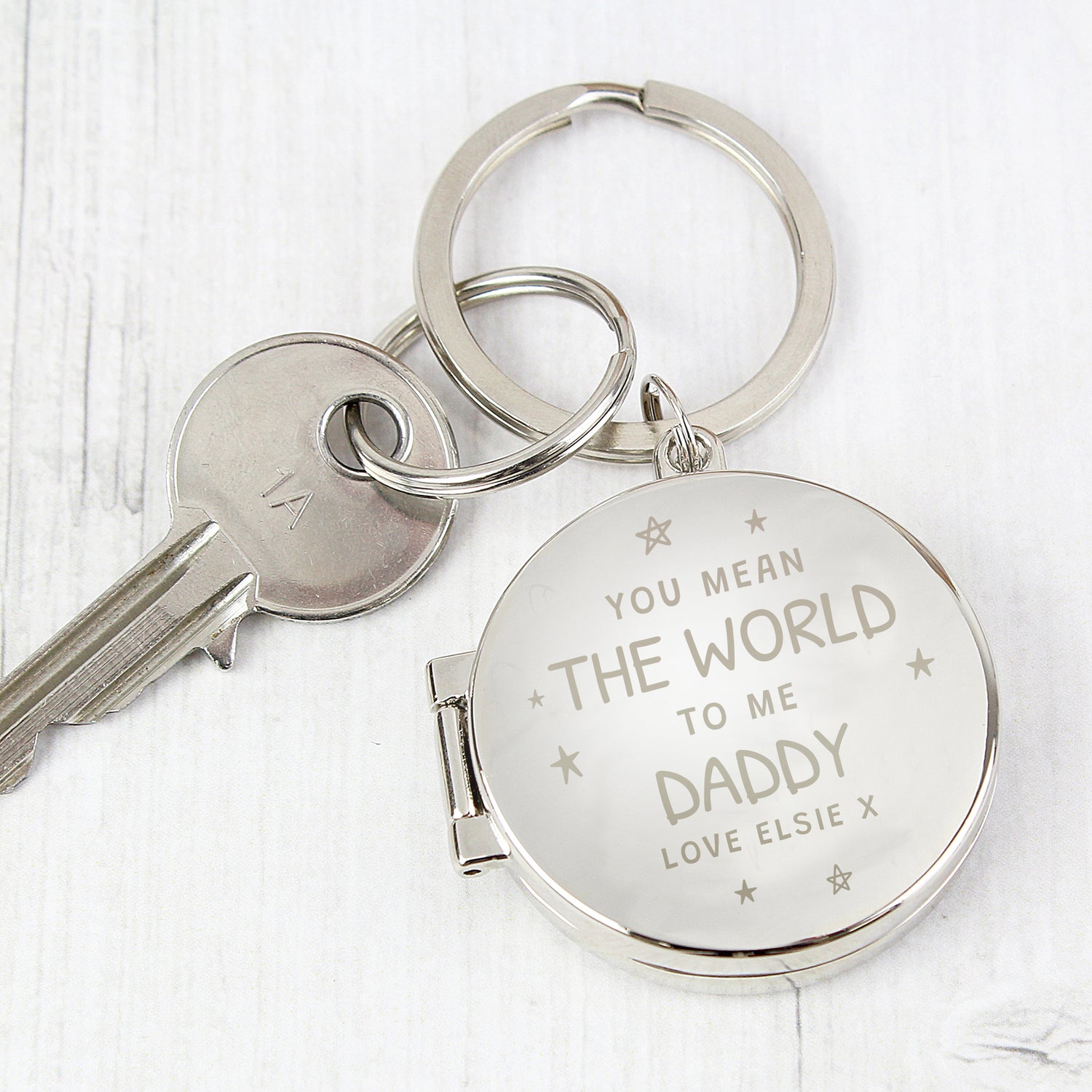 Personalised You Mean The World To Me Round Photo keyring - gift & personalise