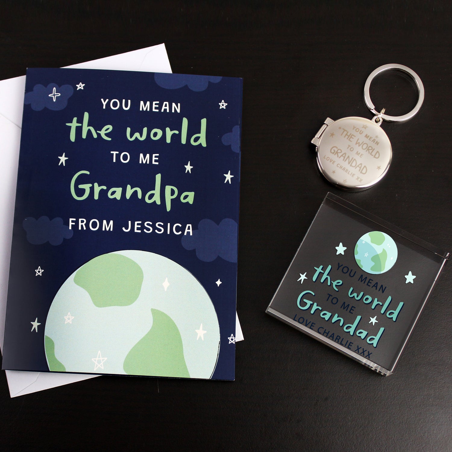 Personalised You Mean The World To Me Round Photo keyring - gift & personalise