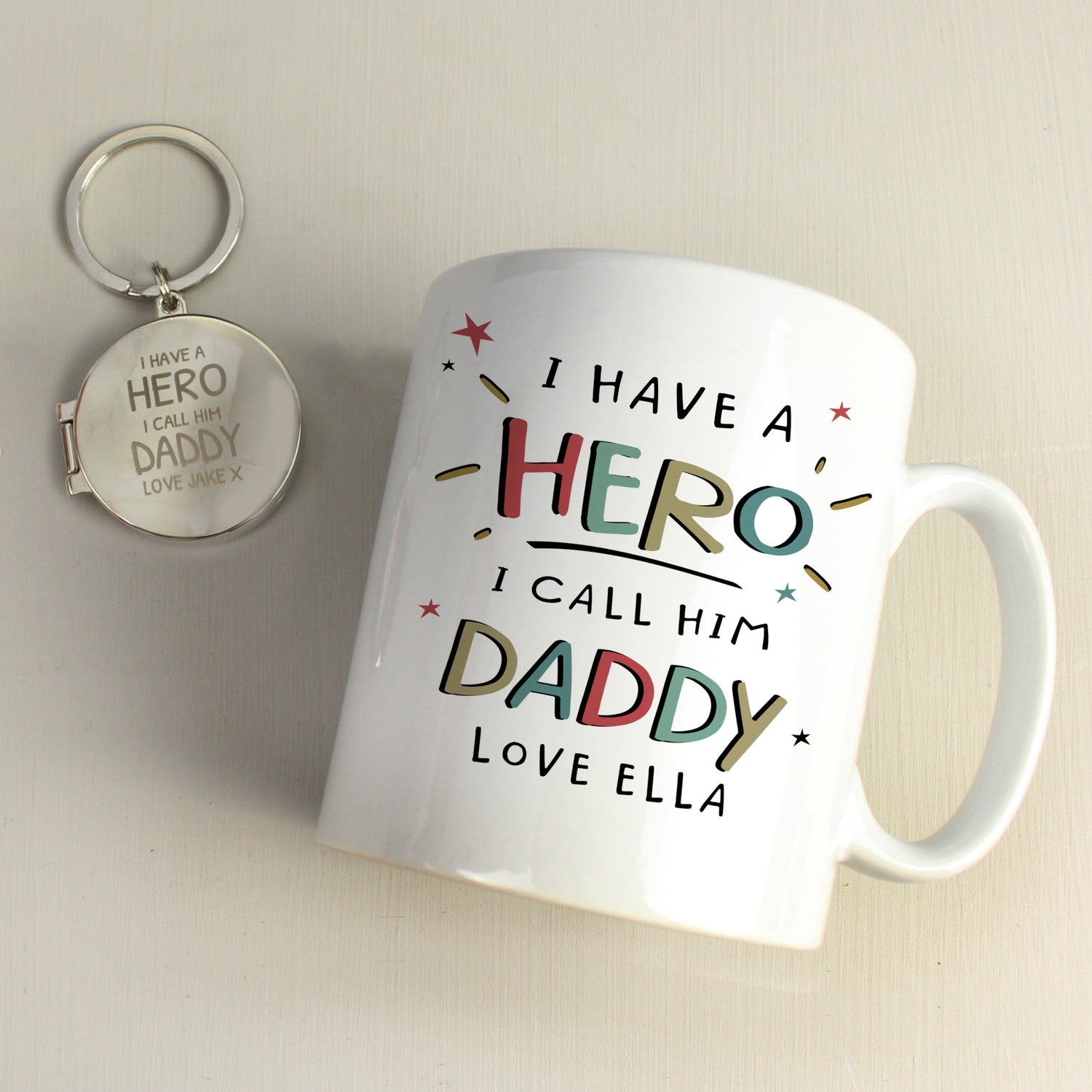 Personalised I Have A Hero Round Photo Keyring - gift & personalise