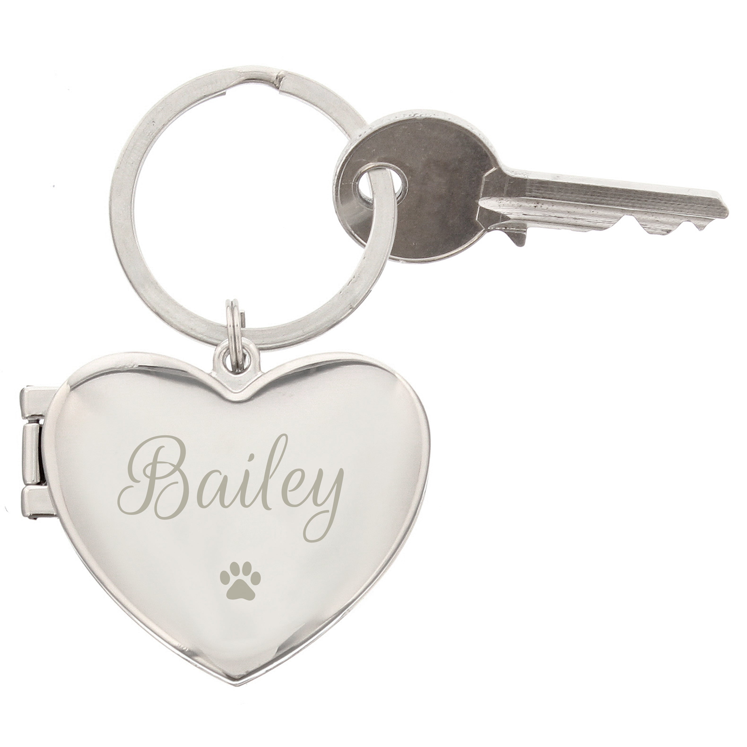 Personalised Paw Print Heart Photo Frame Keyring - gift & personalise