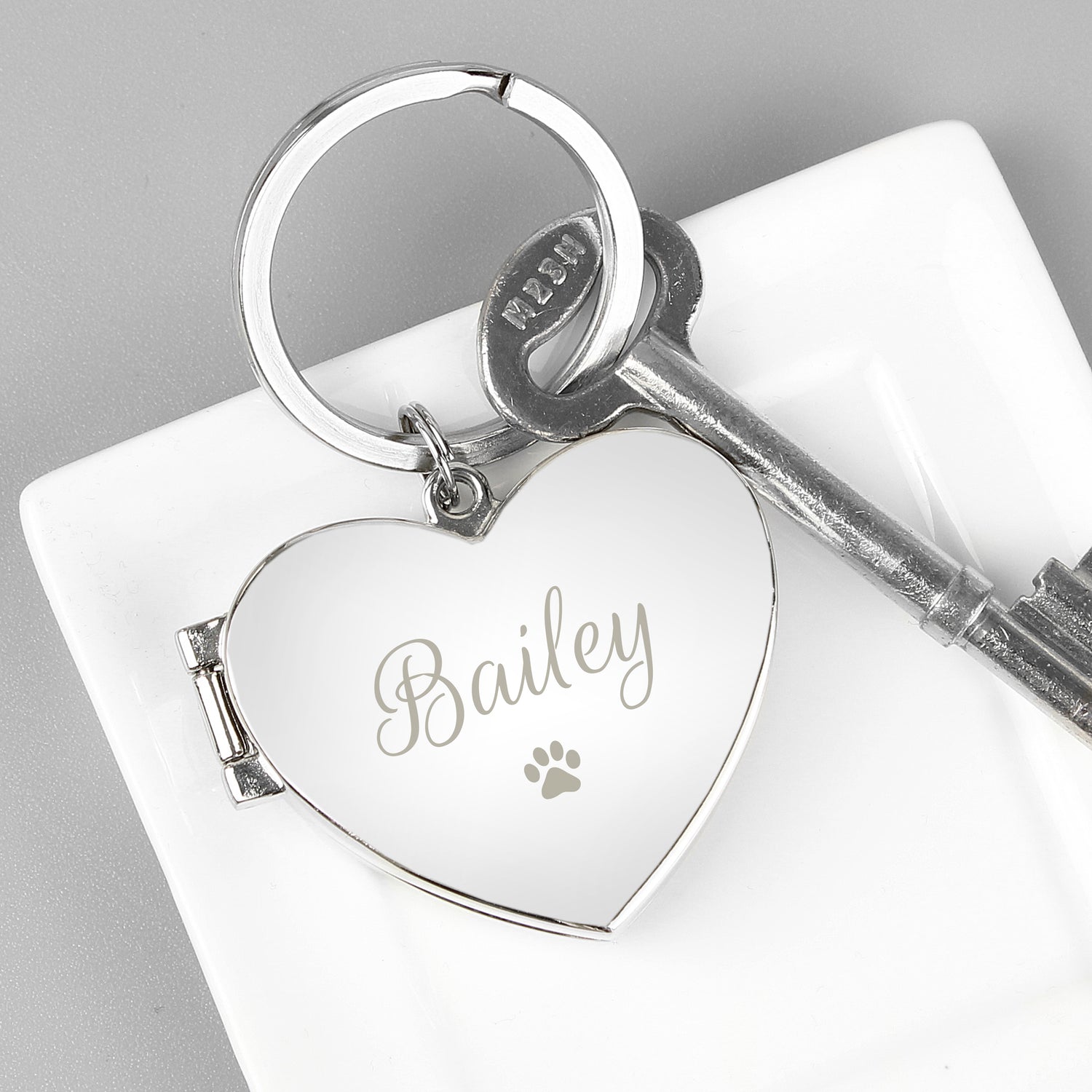 Personalised Paw Print Heart Photo Frame Keyring - gift & personalise