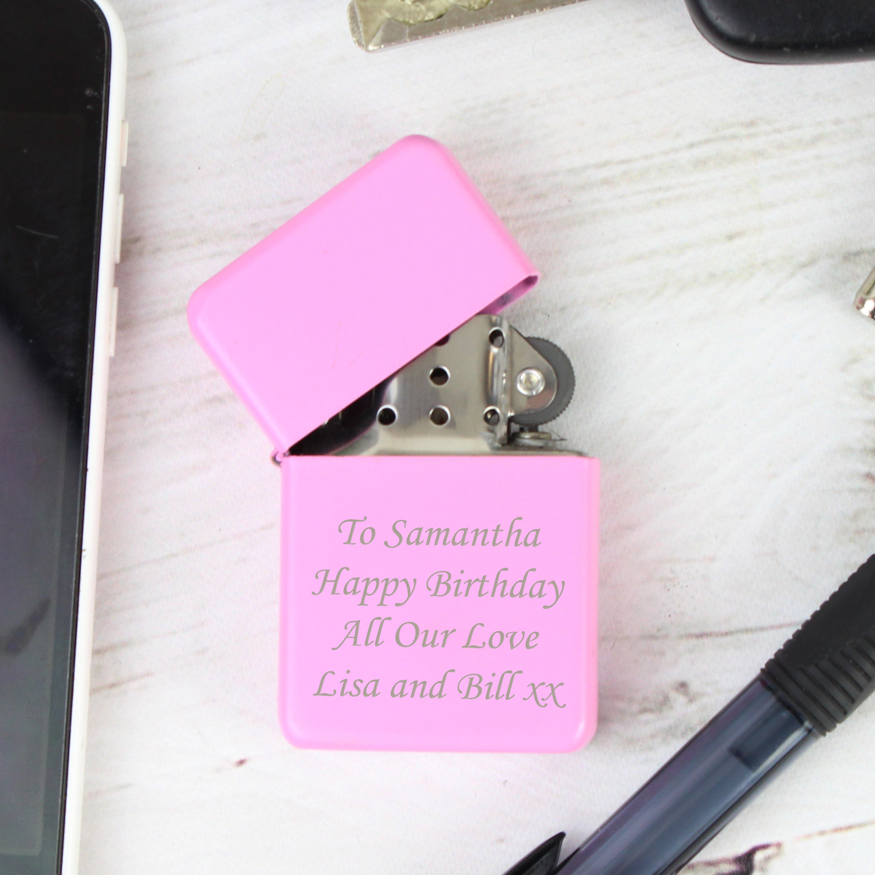 Personalised Pink Lighter - gift & personalise