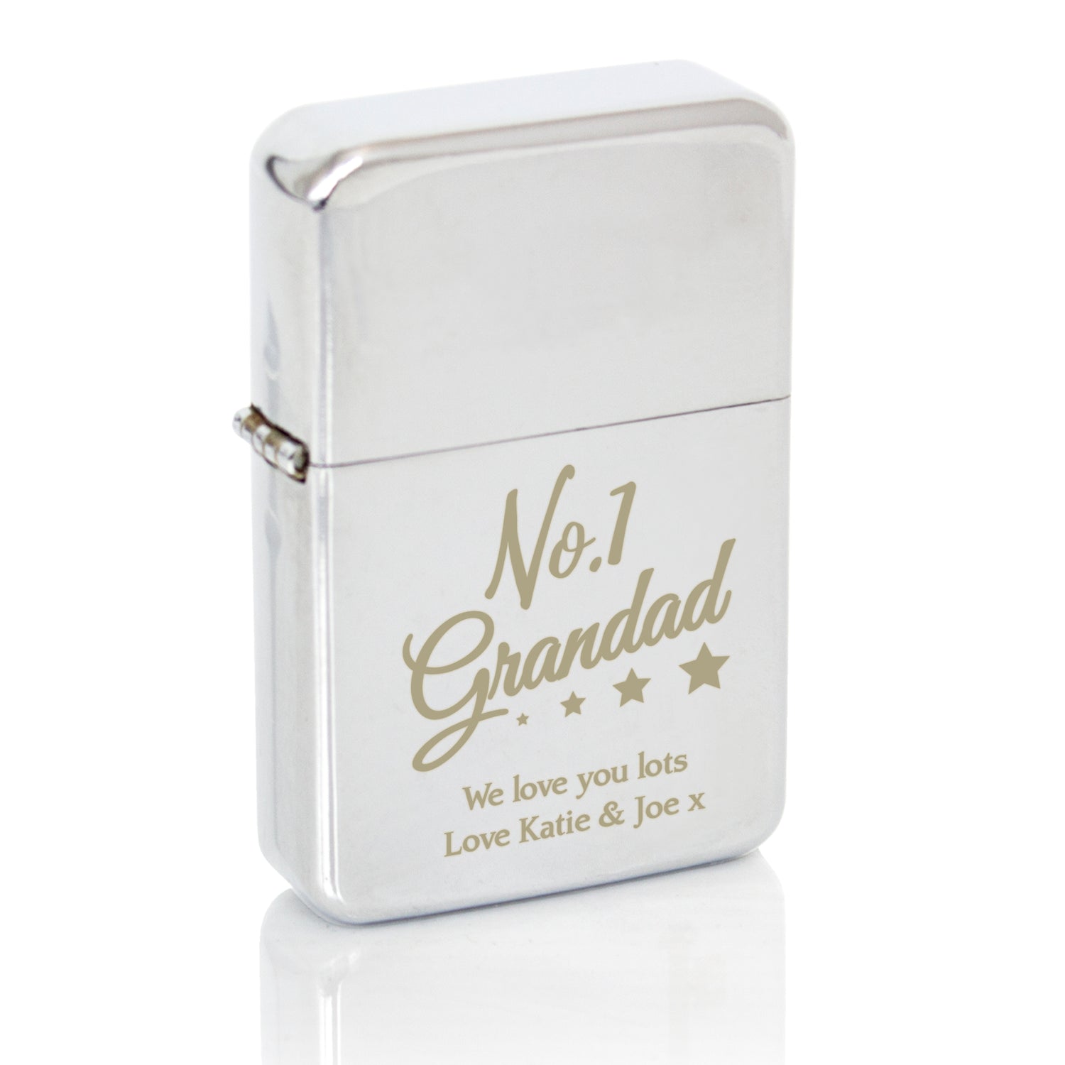 Personalised No.1 Grandad Silver Lighter - gift & personalise