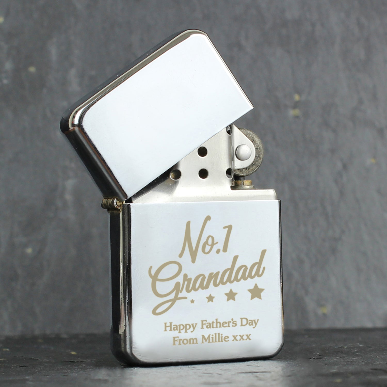 Personalised No.1 Grandad Silver Lighter - gift & personalise