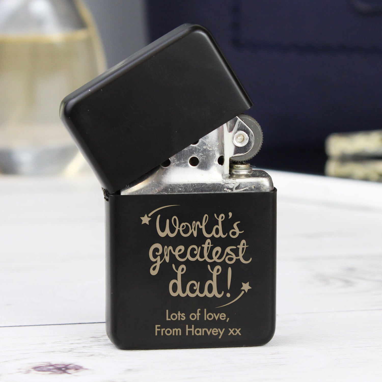 Personalised 'World's Greatest Dad' Black Lighter - gift & personalise