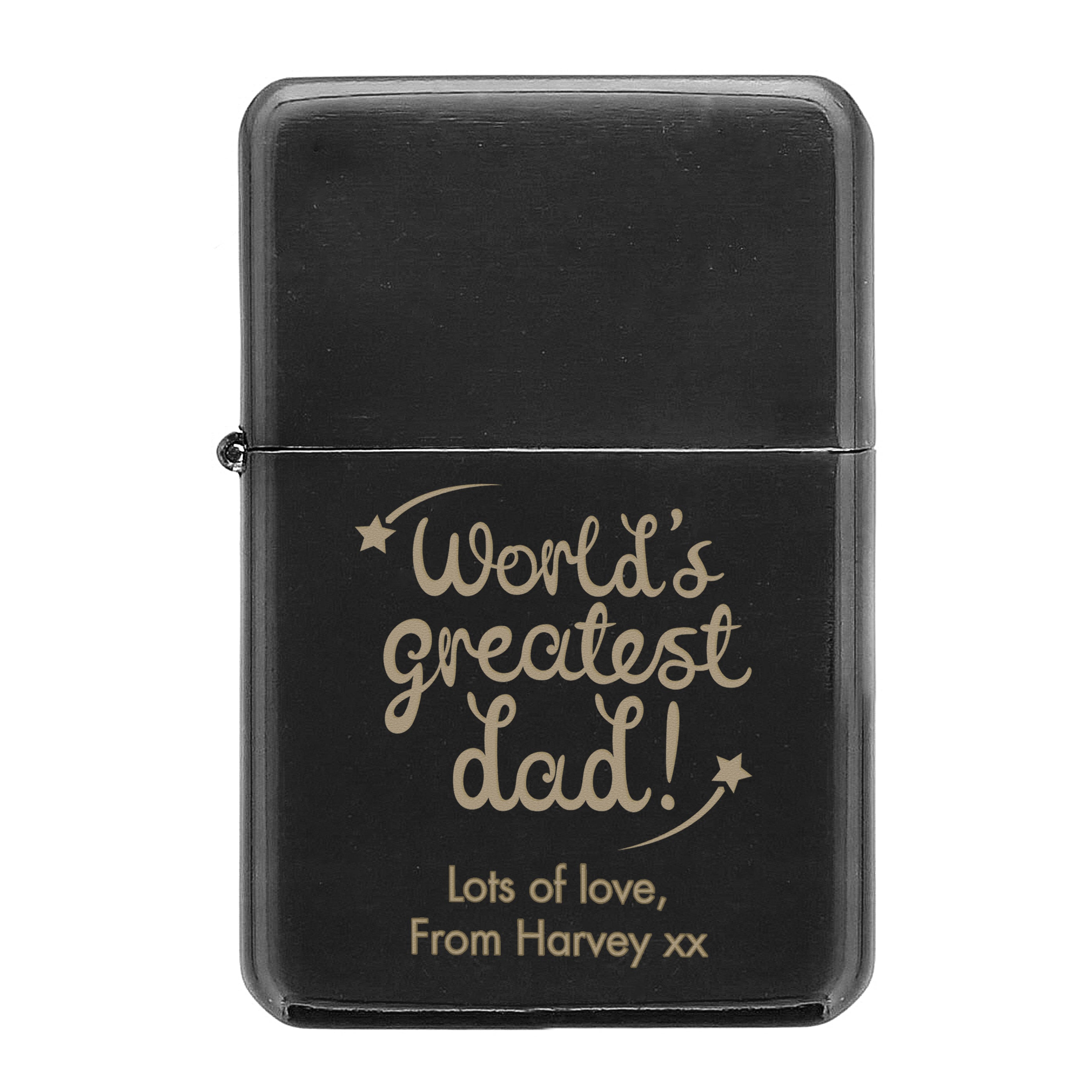 Personalised 'World's Greatest Dad' Black Lighter - gift & personalise