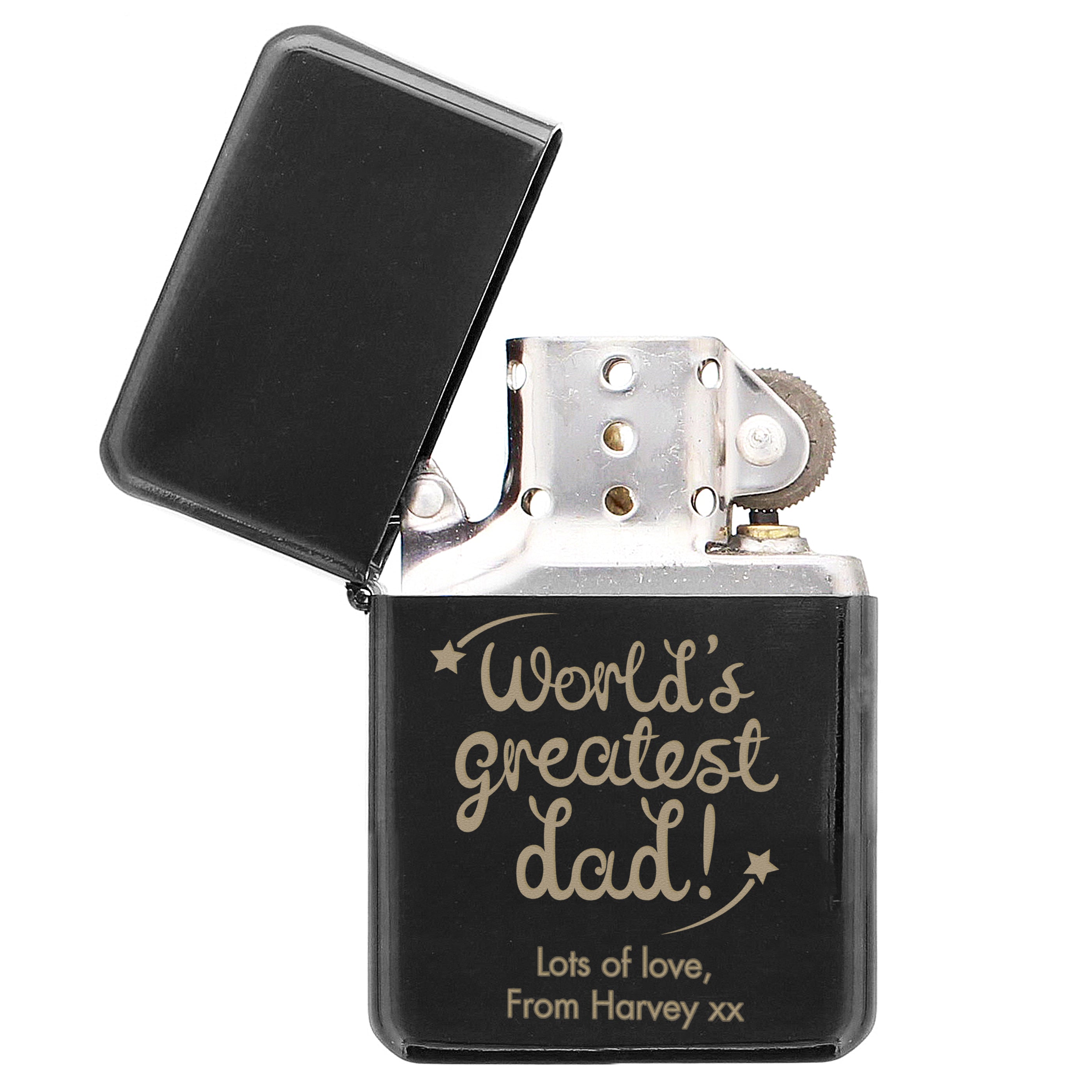 Personalised 'World's Greatest Dad' Black Lighter - gift & personalise