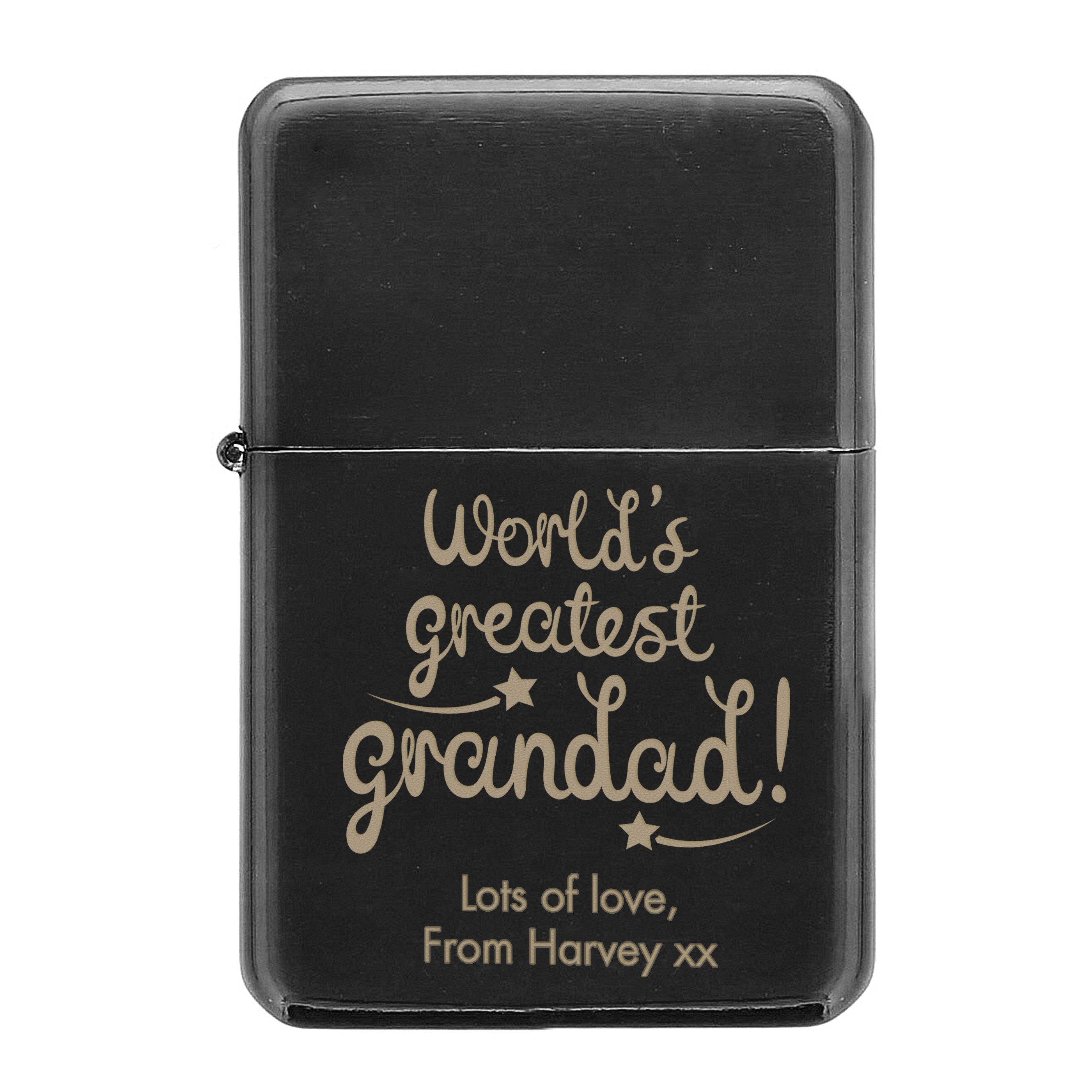 Personalised 'World's Greatest Grandad' Black Lighter - gift & personalise