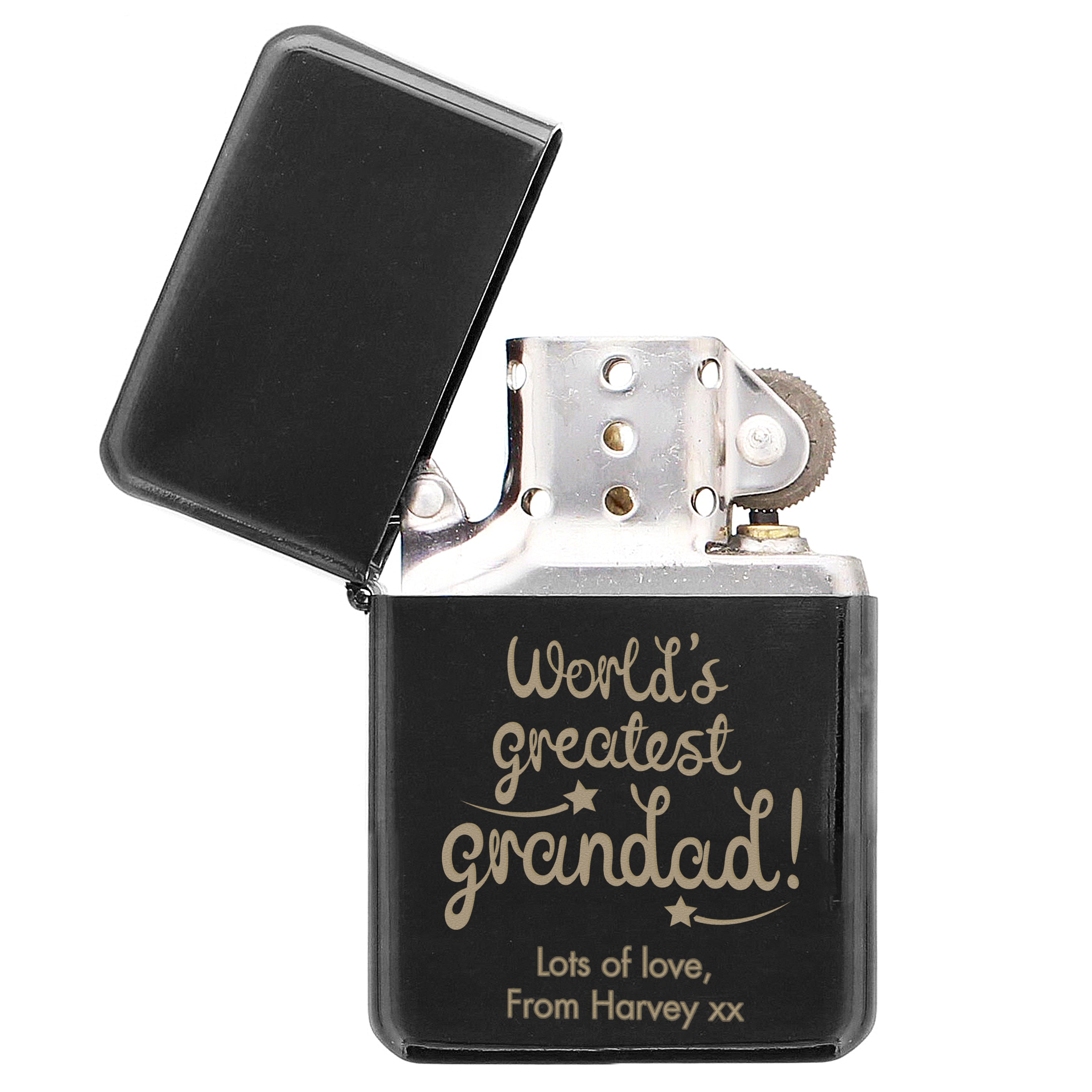 Personalised 'World's Greatest Grandad' Black Lighter - gift & personalise