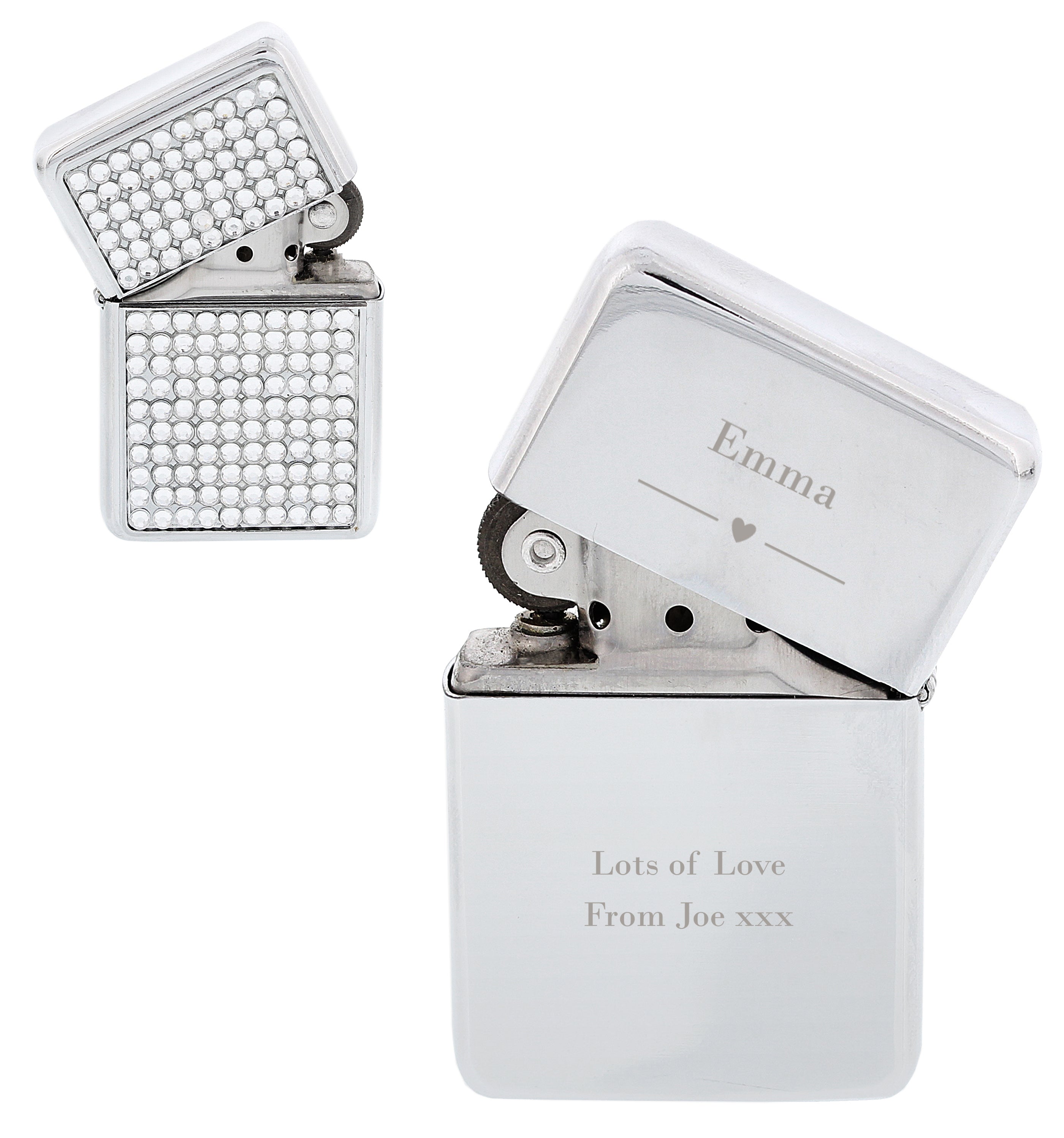 Personalised Decorative Heart Diamante Lighter - gift & personalise