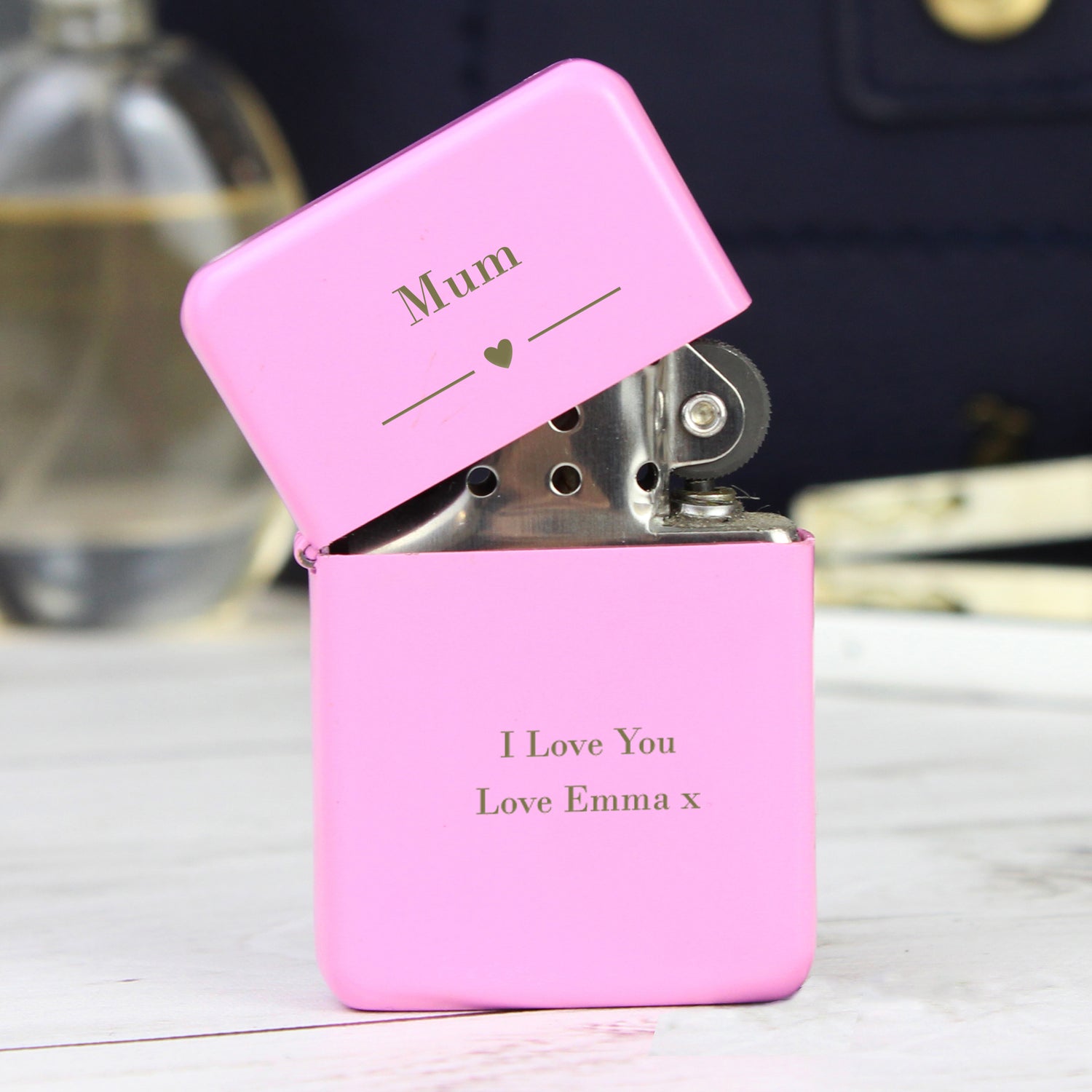 Personalised Decorative Heart Pink Lighter - gift & personalise