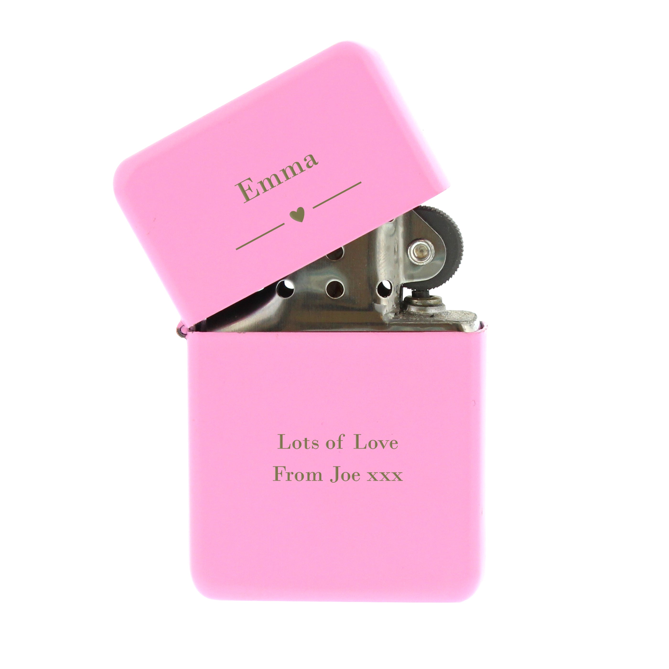 Personalised Decorative Heart Pink Lighter - gift & personalise