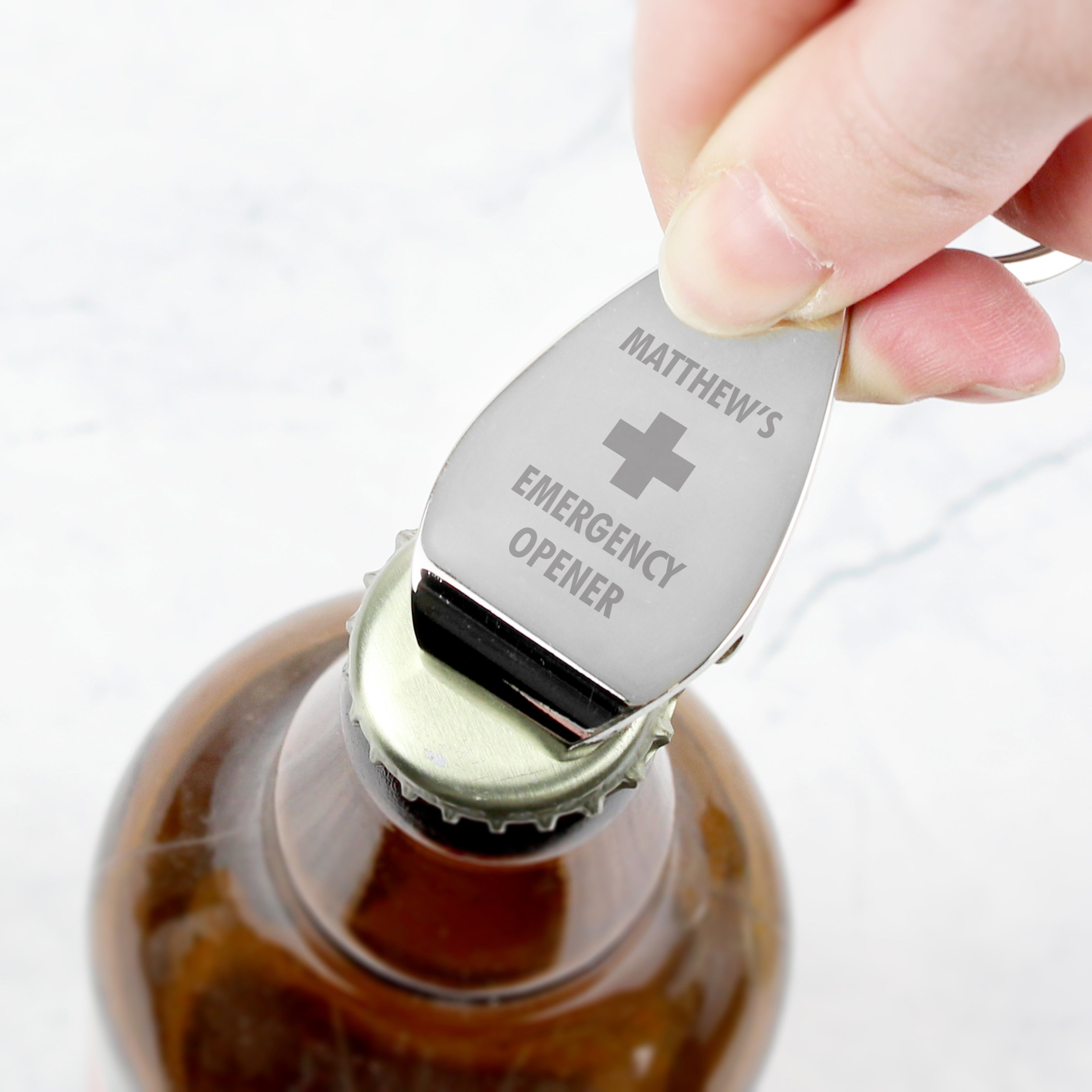 Personalised Emergency Bottle Opener Keyring - gift & personalise